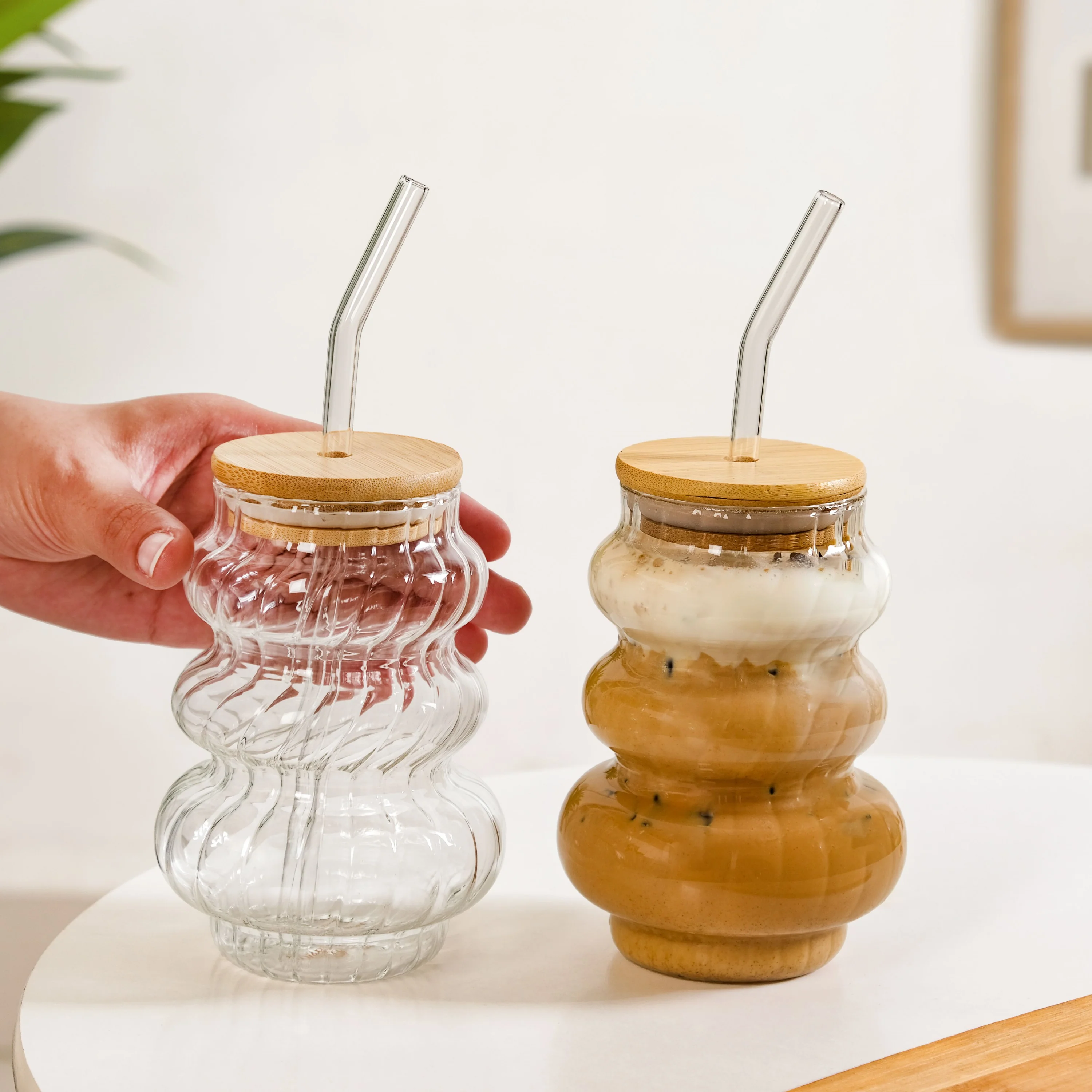 Donut Tower Borosilicate Tumbler With Straw Set Of 2 500ml - Image 3