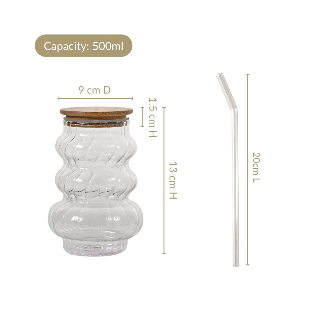 Donut Tower Borosilicate Tumbler With Straw Set Of 2 500ml - Image 4