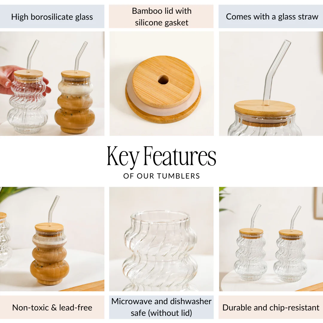 Donut Tower Borosilicate Tumbler With Straw Set Of 2 500ml - Image 5