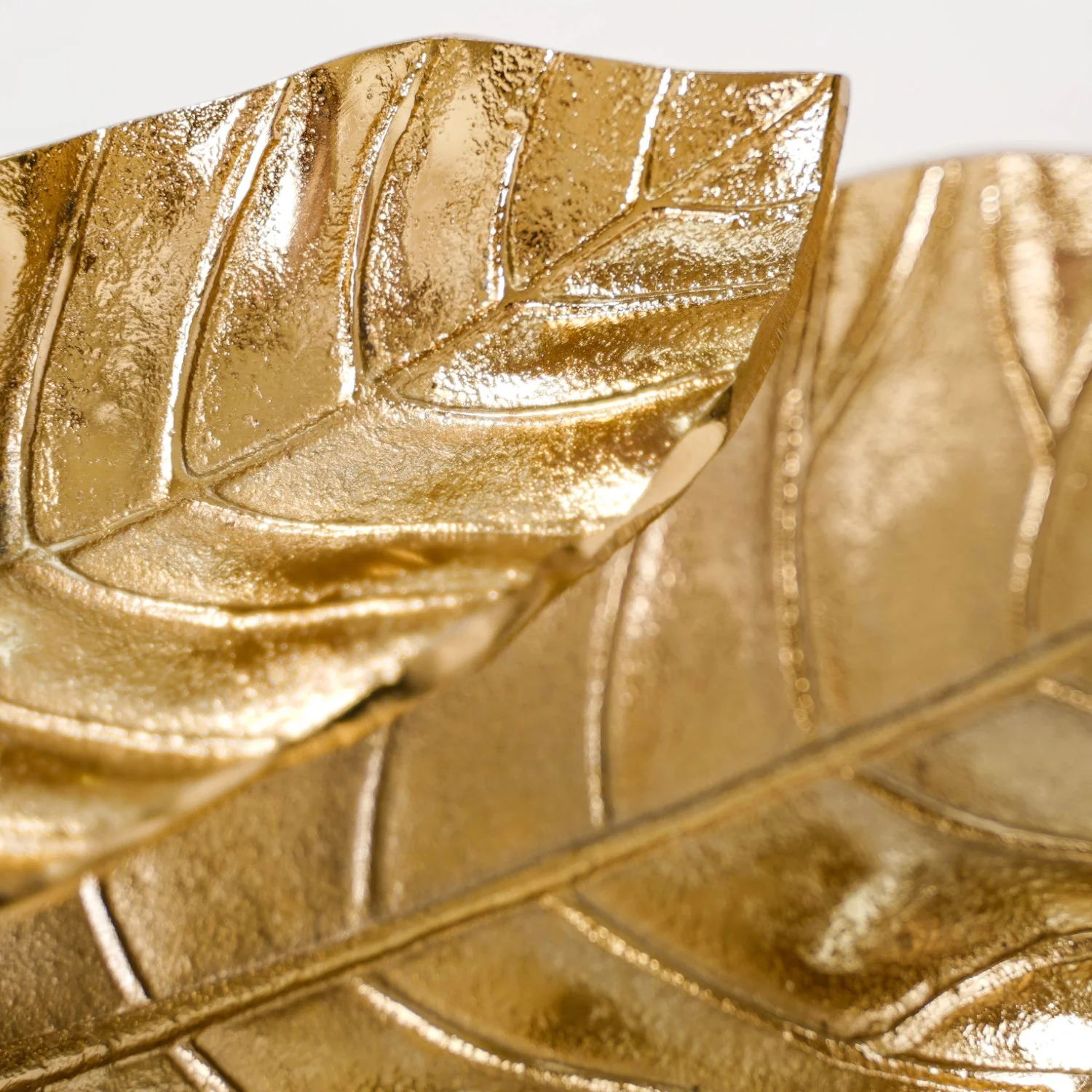Double Layer Mango Leaf Metal Tray Gold - Image 7