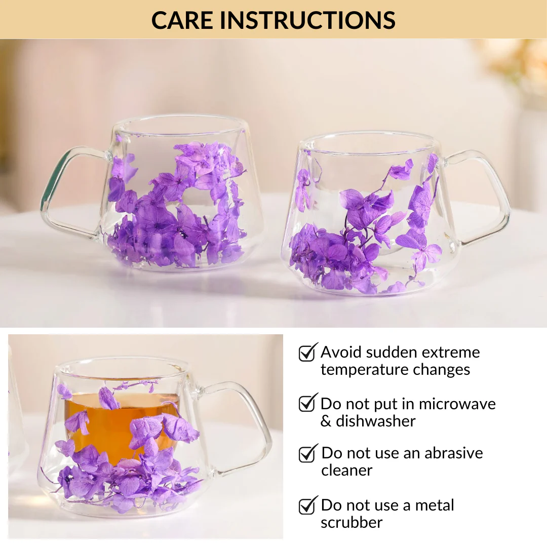 Double Walled Real Flower Coffee Mug Set Of 2 180ml - Image 8