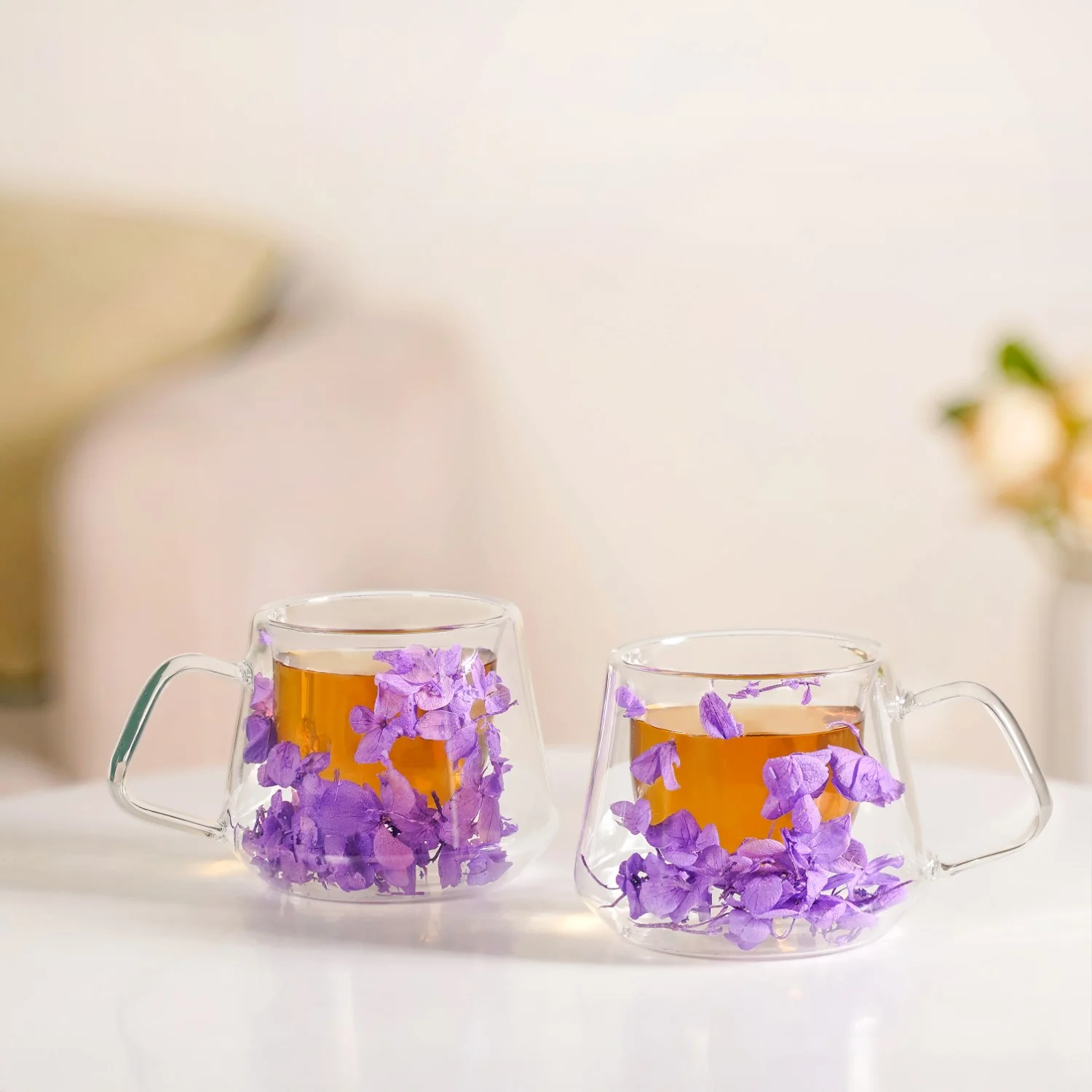 Double Walled Real Flower Coffee Mug Set Of 2 180ml - Image 9