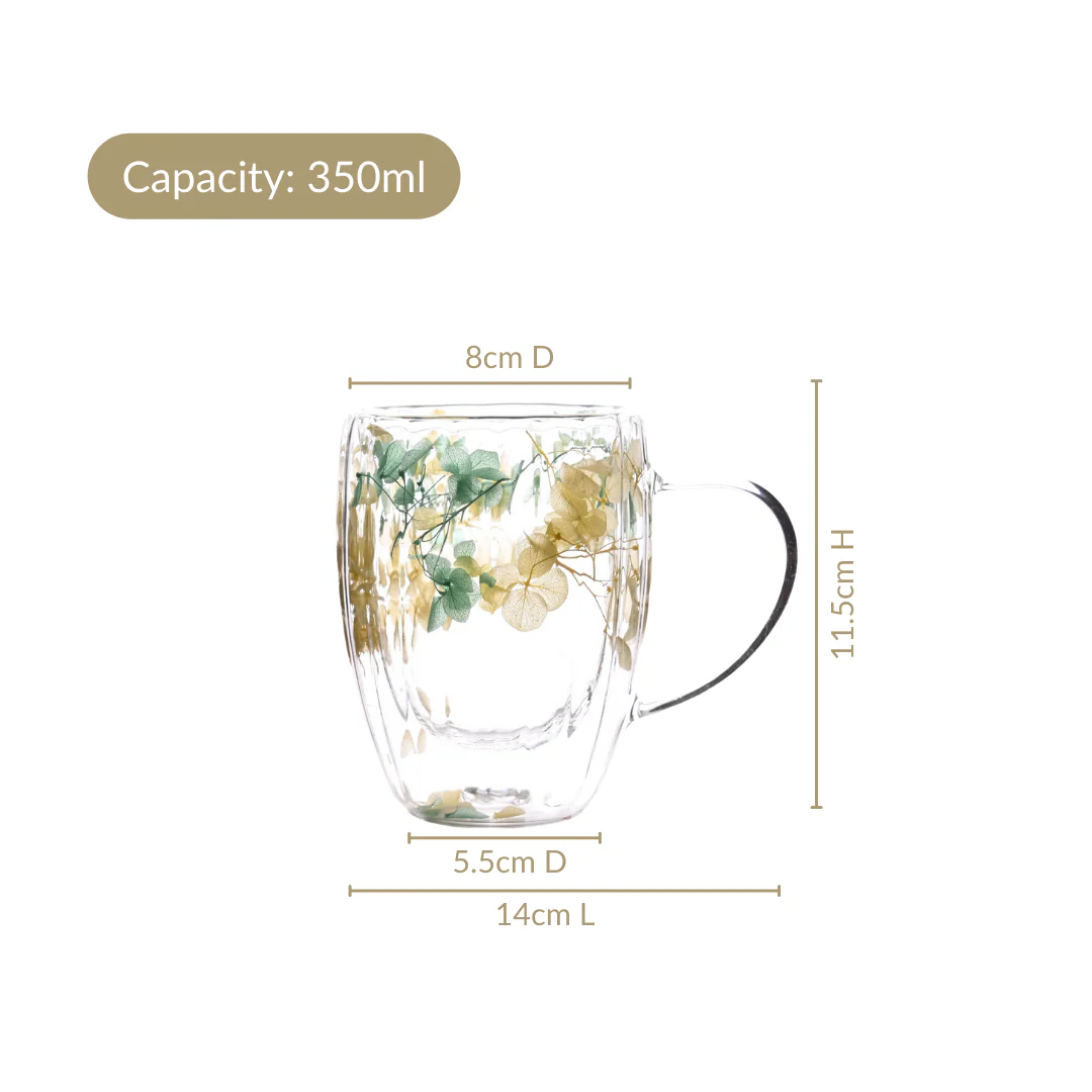 Double Walled Real Green Flower Mug Set Of 2 350ml - Image 4