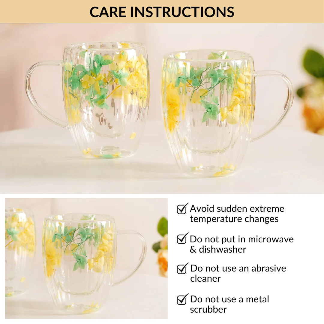 Double Walled Real Green Flower Mug Set Of 2 350ml - Image 8