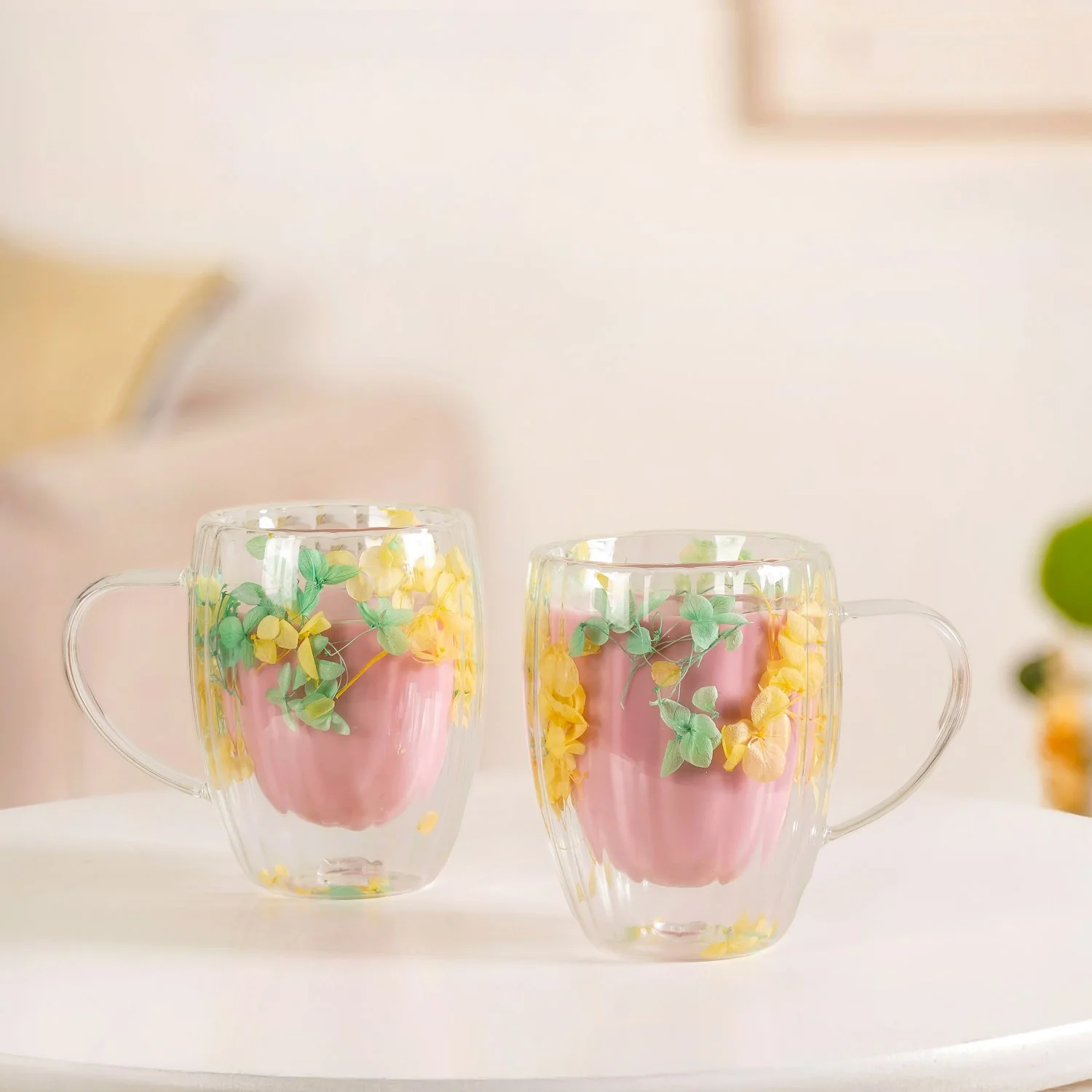 Double Walled Real Green Flower Mug Set Of 2 350ml - Image 9