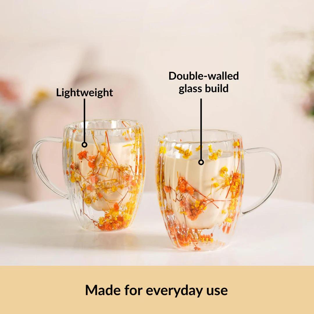 Double Walled Ribbed Spring Bloom Mug Set Of 2 350ml - Image 6