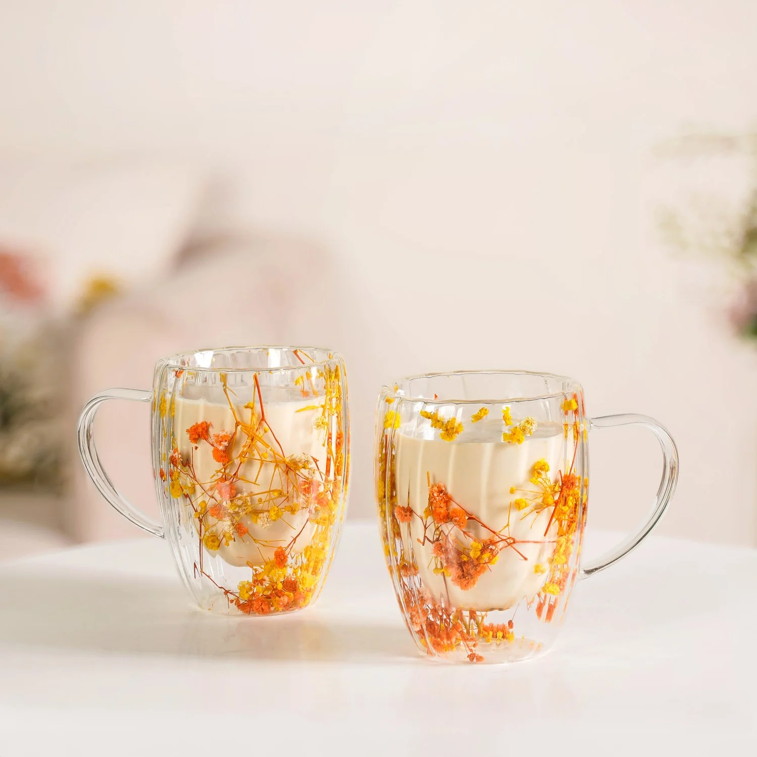 Double Walled Ribbed Spring Bloom Mug Set Of 2 350ml - Image 9