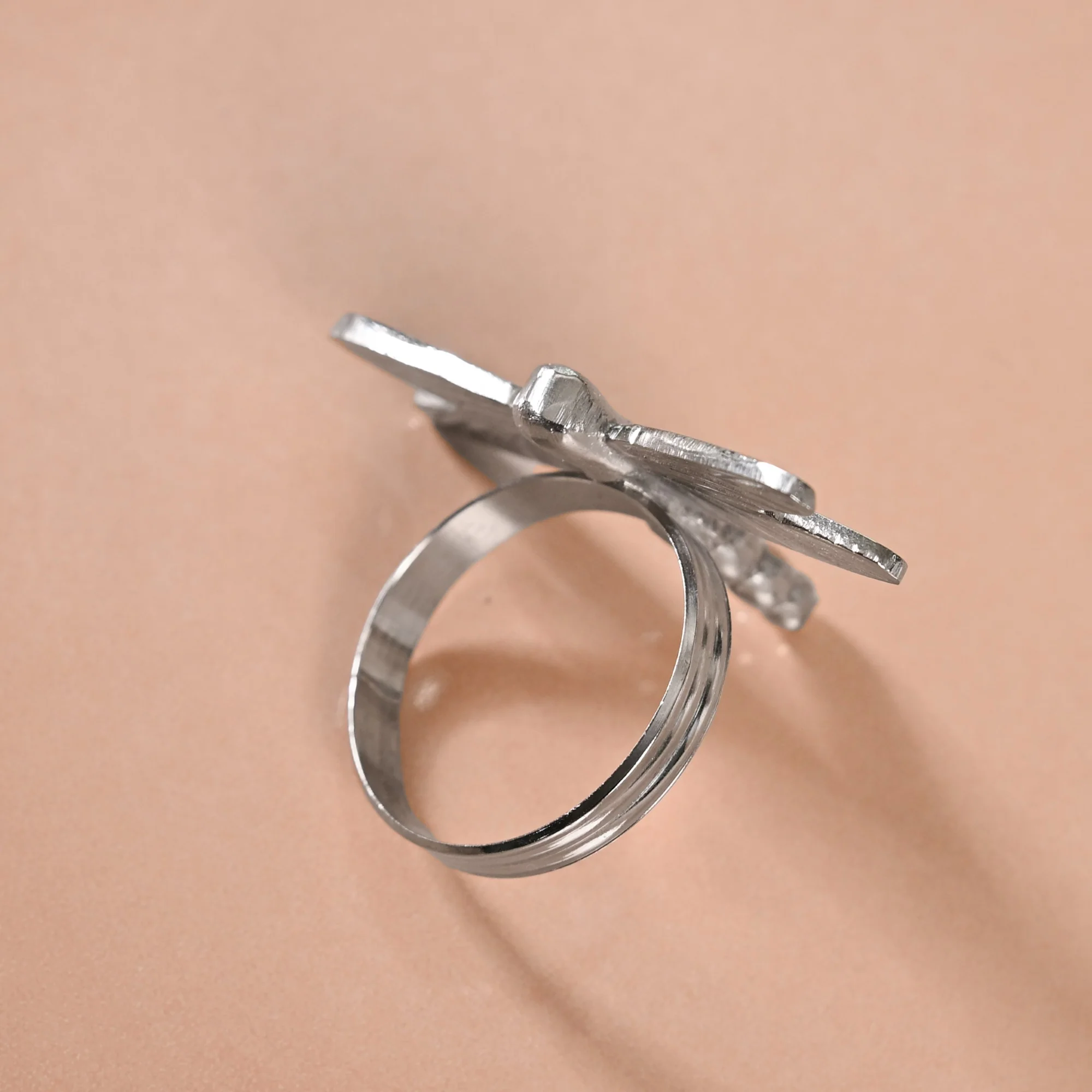 Dragonfly Pure Brass Napkin Ring Set Of 6 Silver - Image 6