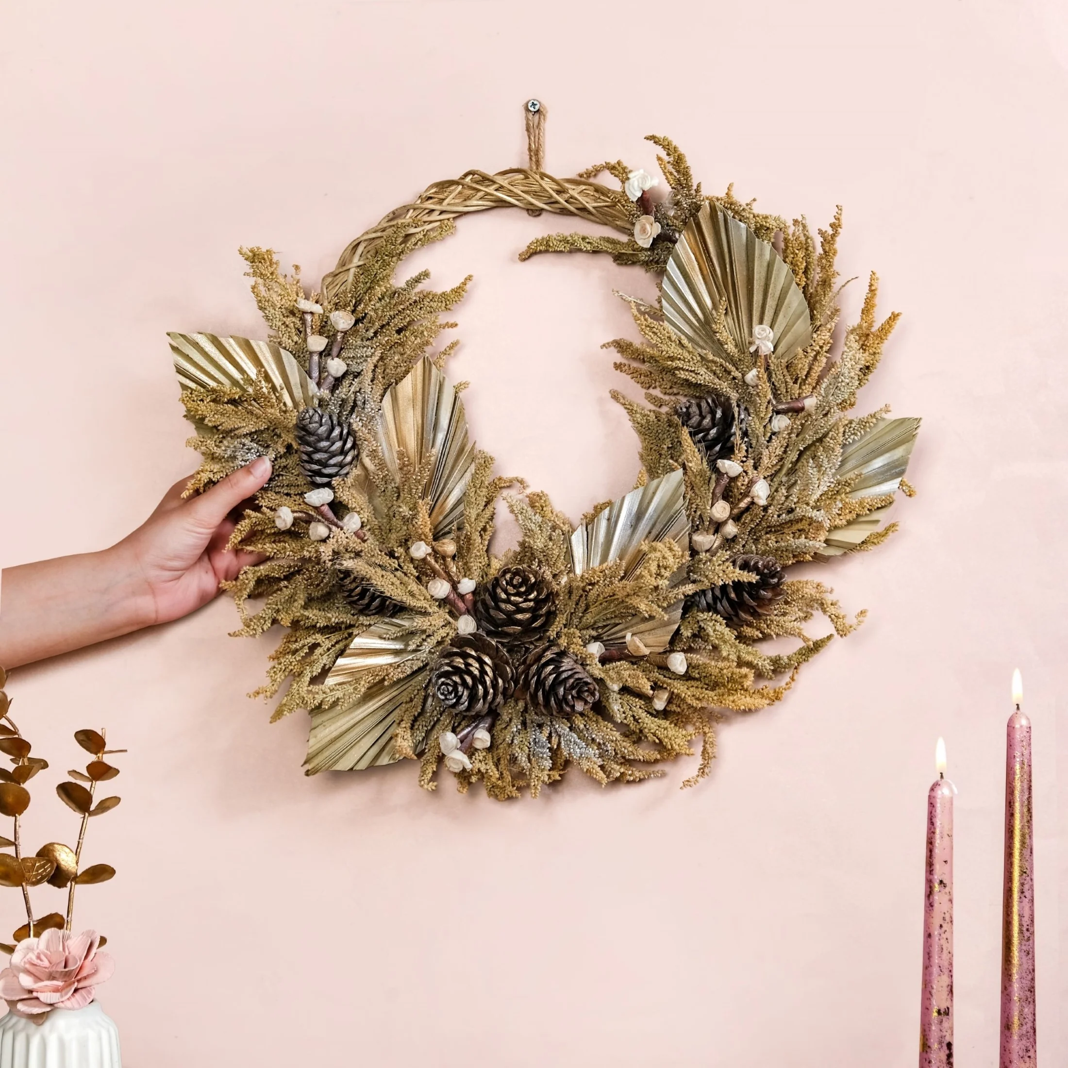 Dried Palm Leaf Sustainable Wreath - Image 2
