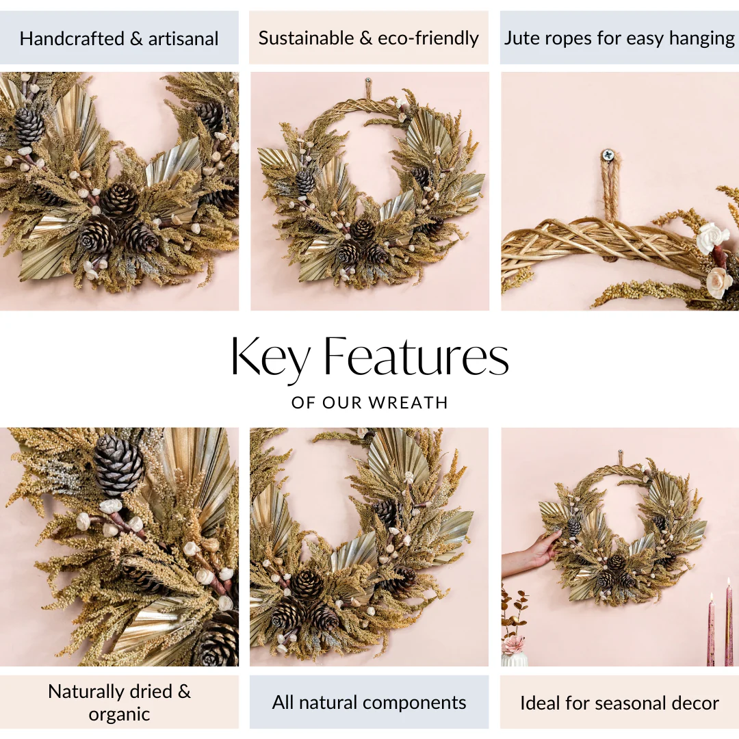 Dried Palm Leaf Sustainable Wreath - Image 4