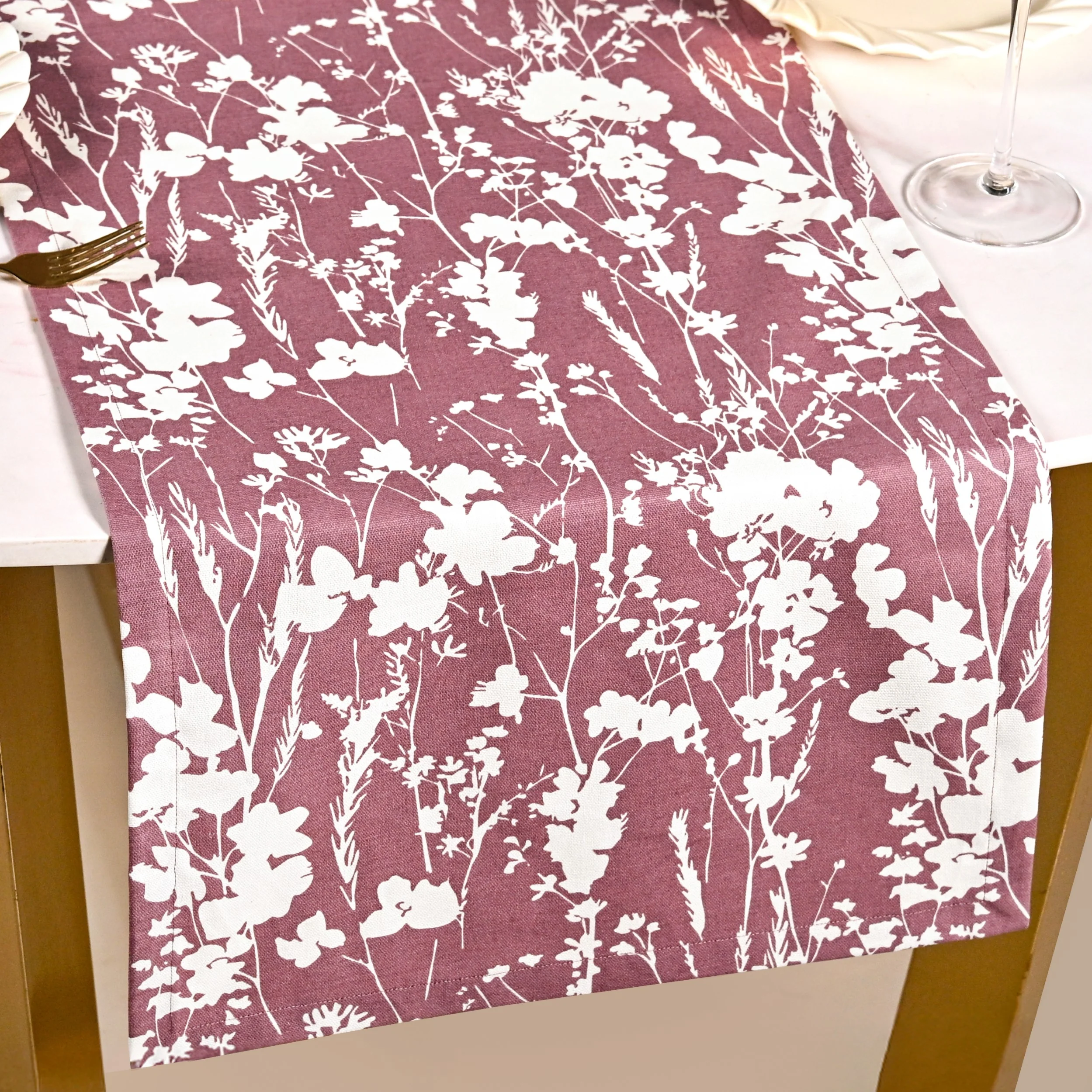 Dusty Mauve 6 Seater Pure Cotton Runner 185x35cm - Image 7
