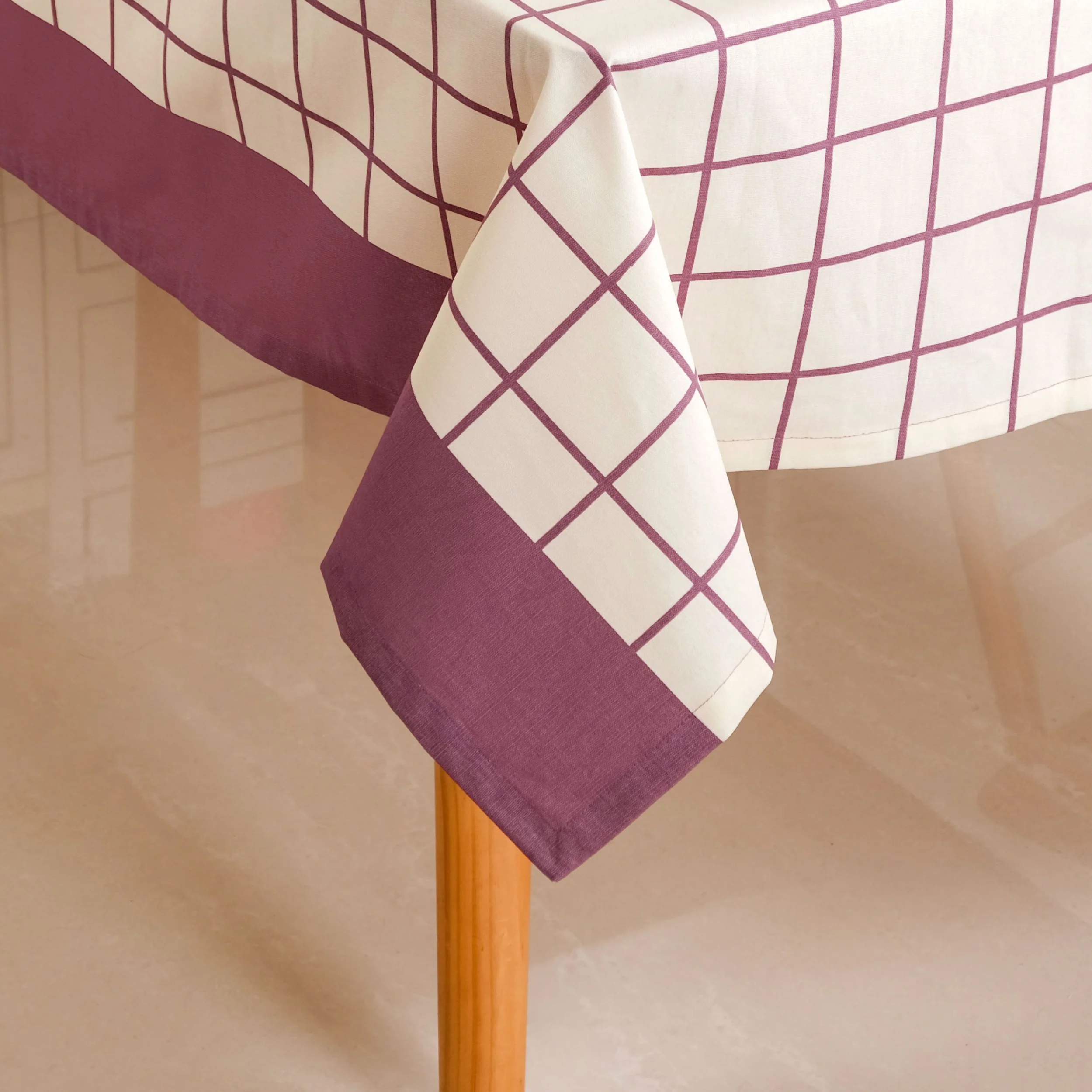 Dusty Mauve 6 Seater Pure Cotton Tablecloth 203x152cm - Image 2