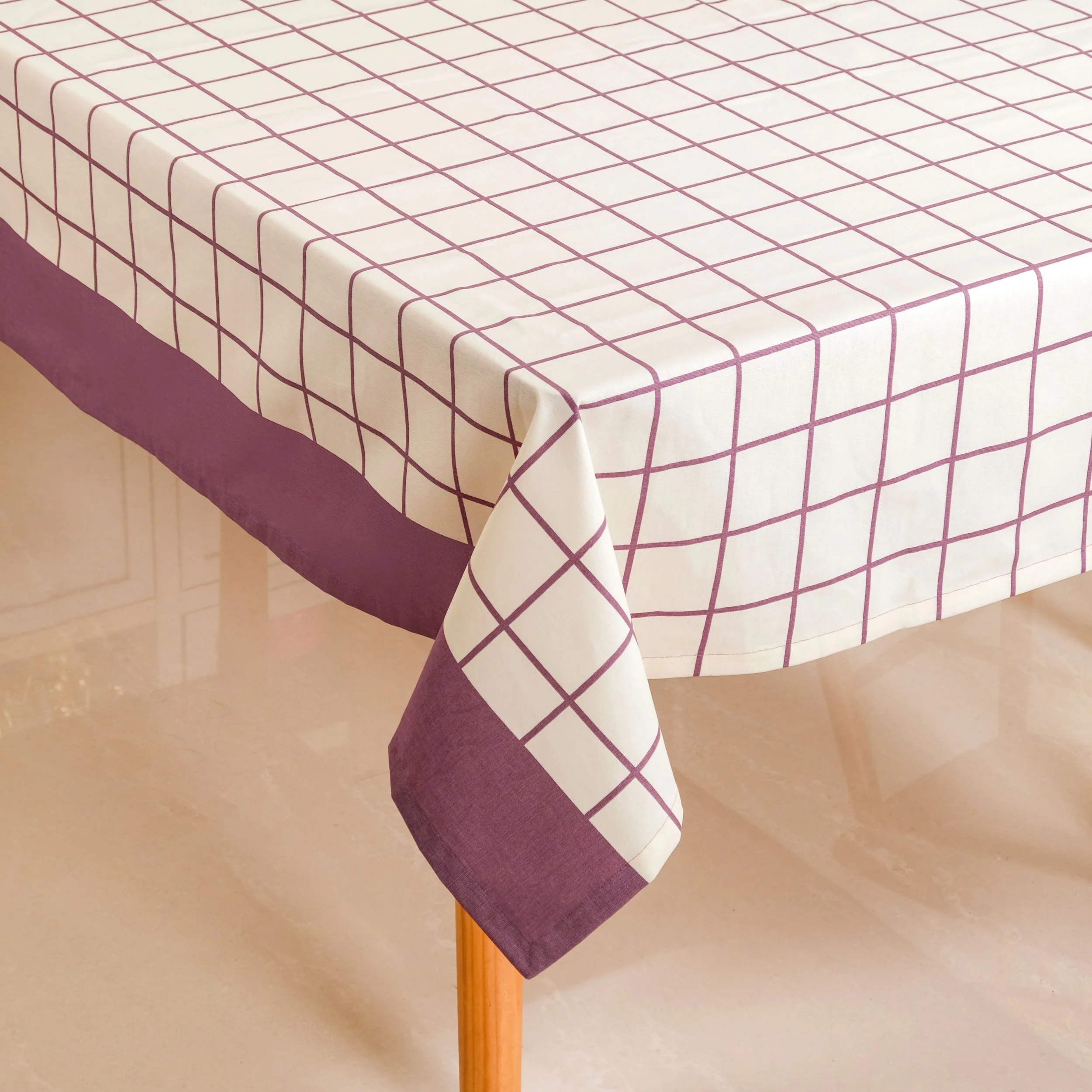 Dusty Mauve 6 Seater Pure Cotton Tablecloth 203x152cm - Image 6