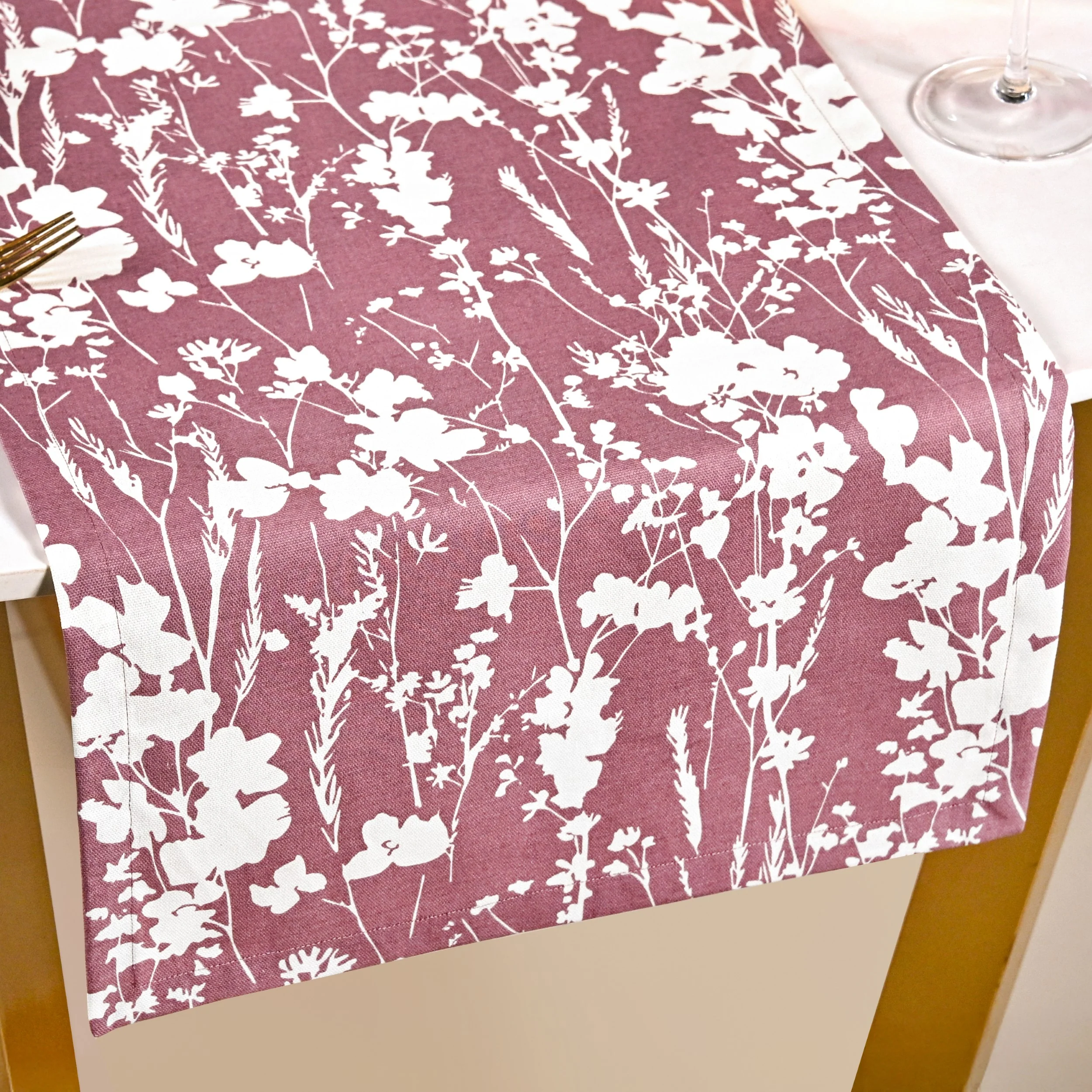 Dusty Mauve 8 Seater Cotton Water Resistant Runner 264x35cm - Image 8