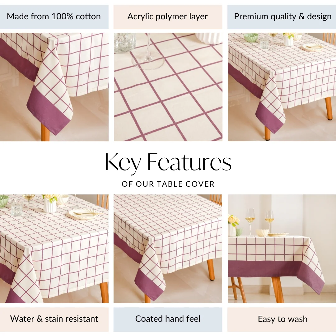 Dusty Mauve Cotton 8 Seater Water Resistant Tablecloth 274x152cm - Image 5