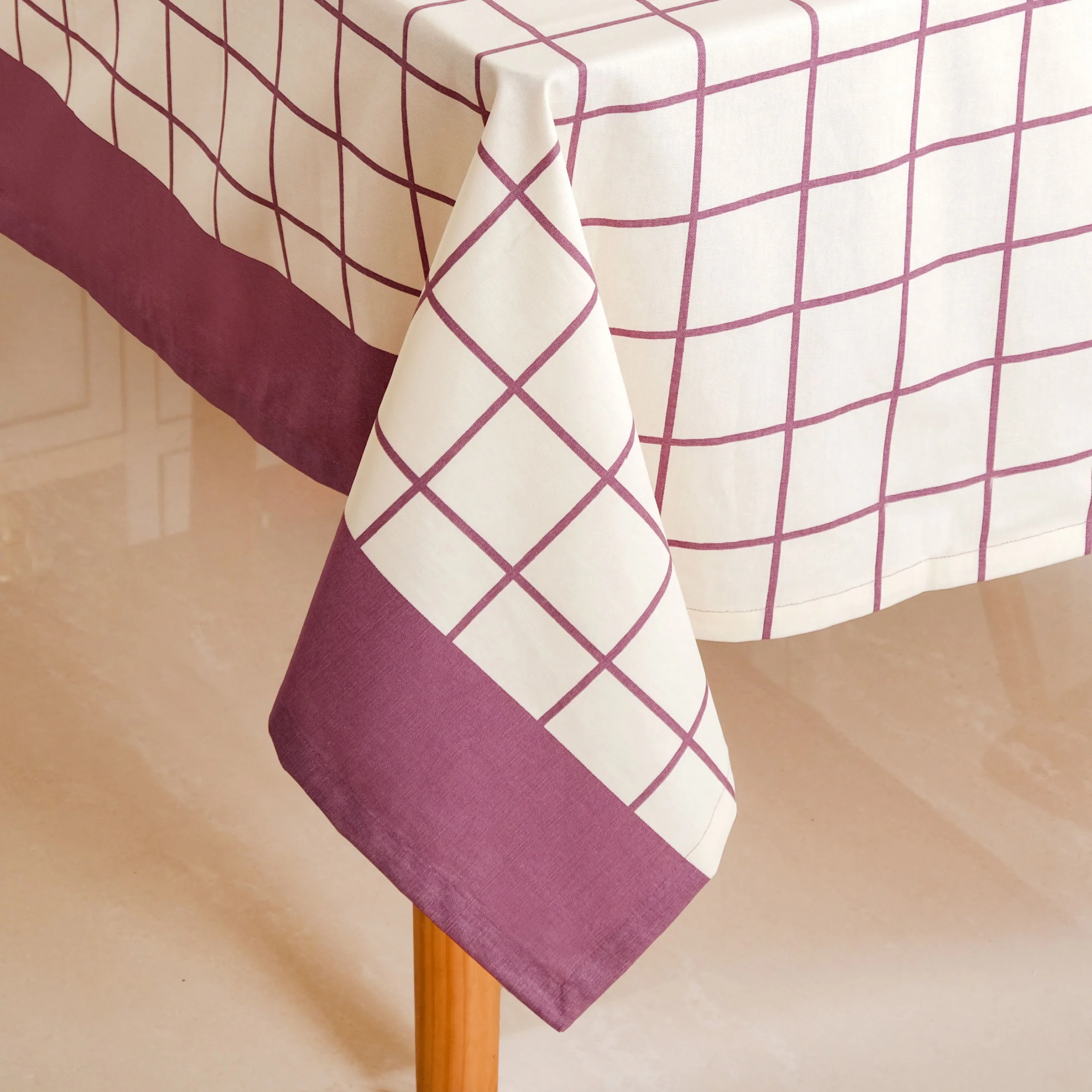 Dusty Mauve Cotton 8 Seater Water Resistant Tablecloth 274x152cm - Image 6