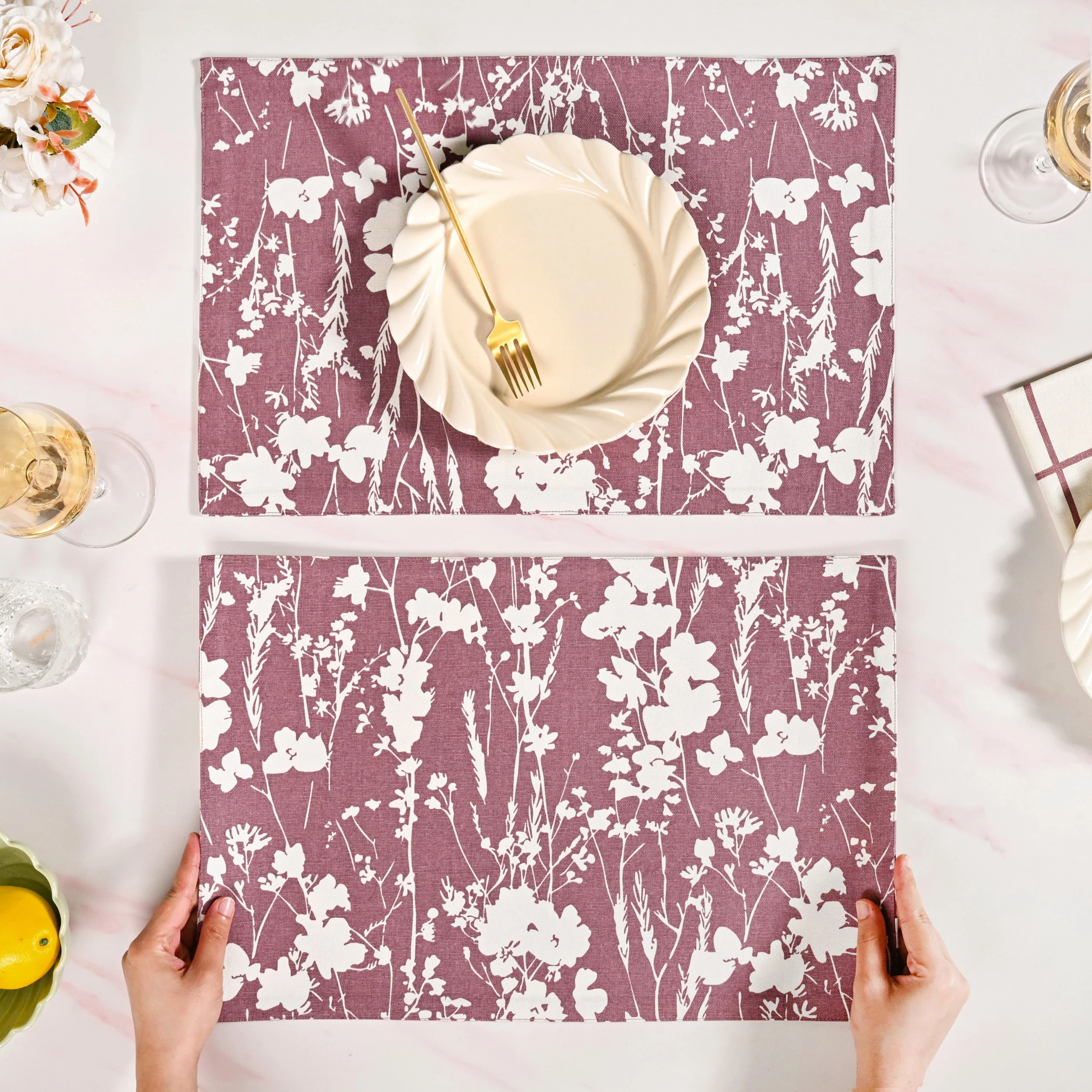 Dusty Mauve Cotton Placemat Set Of 6 - Image 3