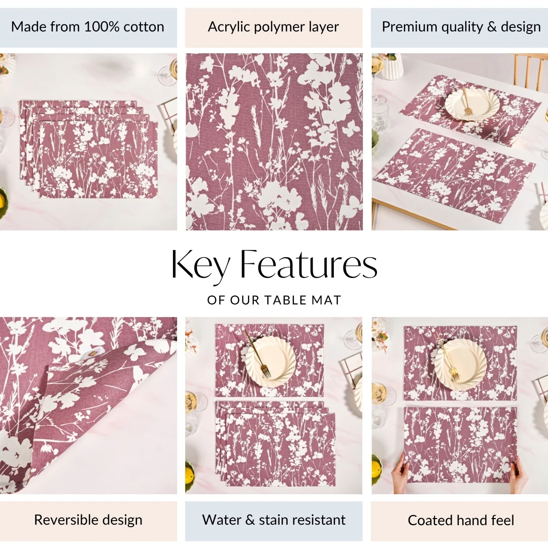 Dusty Mauve Cotton Water Resistant Placemat Set Of 4 - Image 5