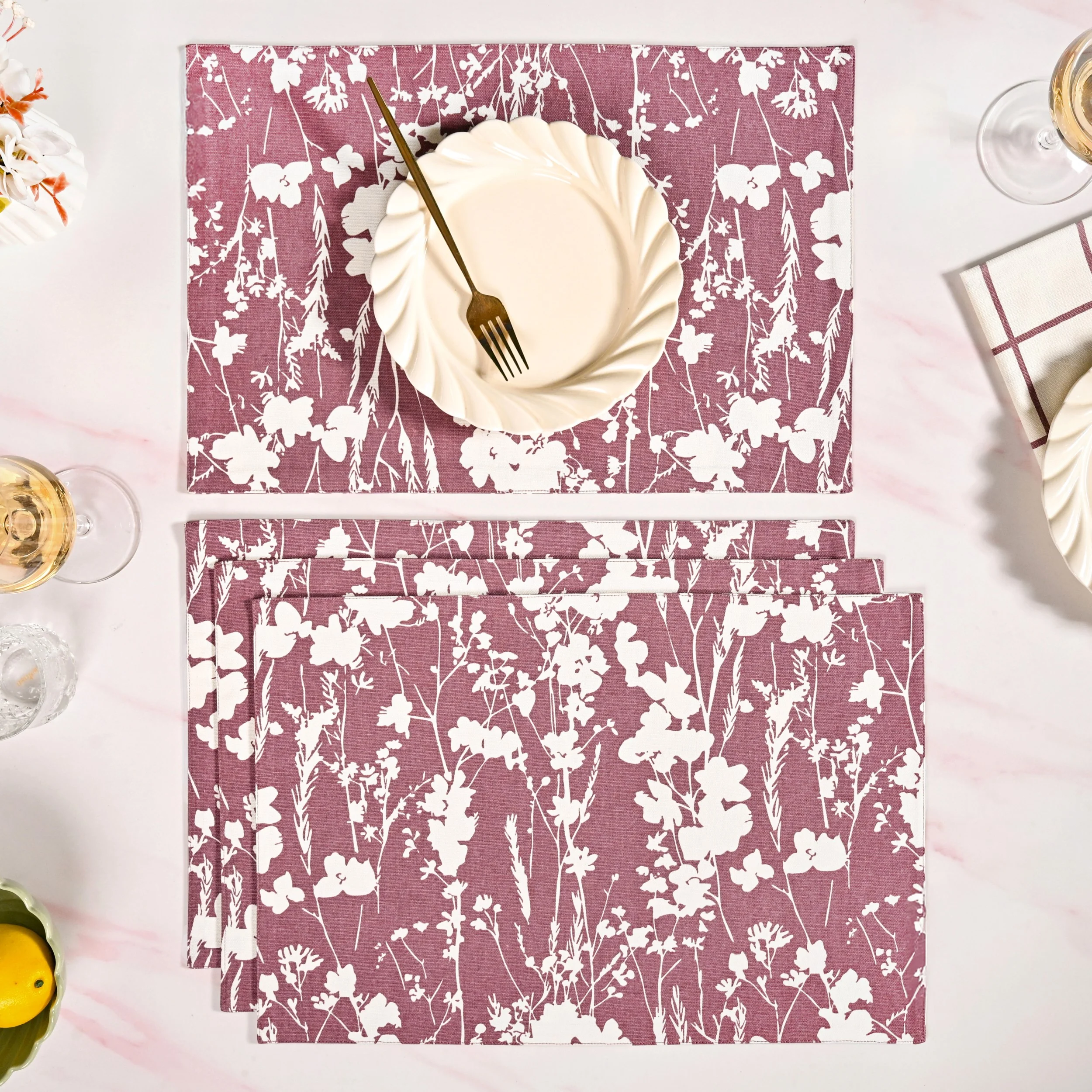 Dusty Mauve Cotton Water Resistant Placemat Set Of 4 - Image 6