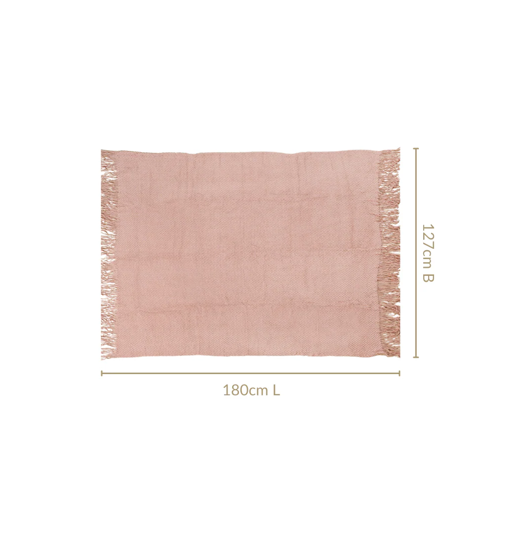 Dusty Pink Throw Knitted With Basket Weave - Image 3