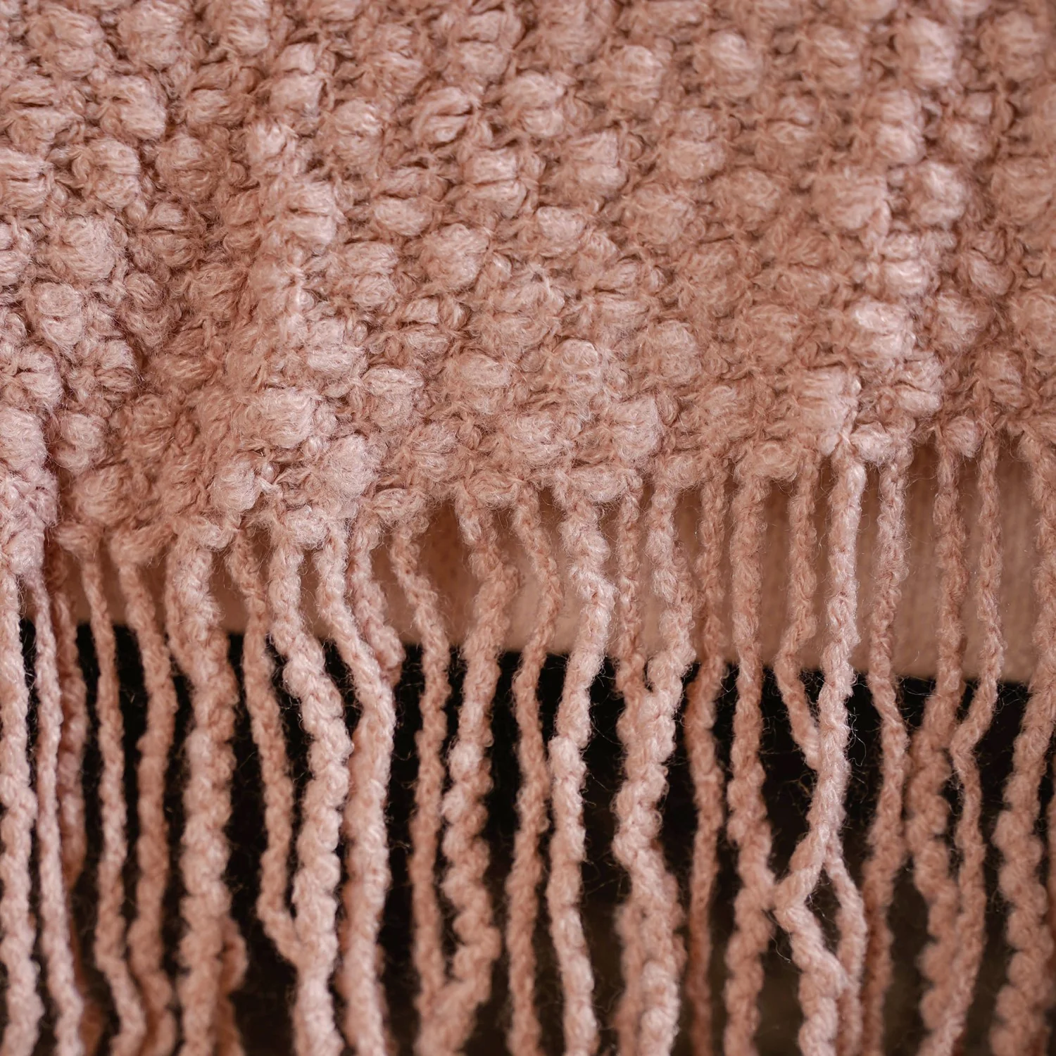 Dusty Pink Throw Knitted With Basket Weave - Image 5