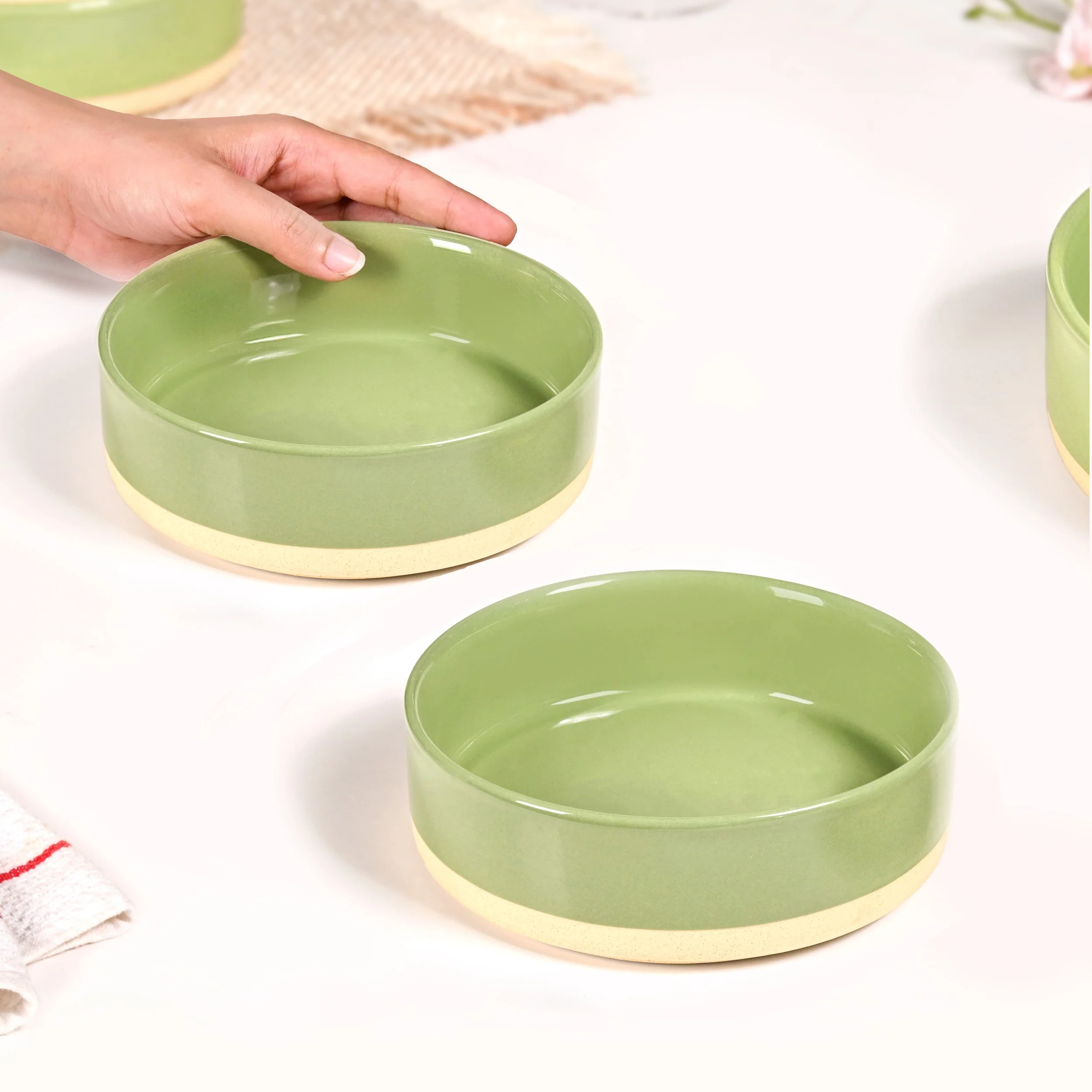 Earthy Small Serving Bowl Green Set Of 2 600ml - Image 2