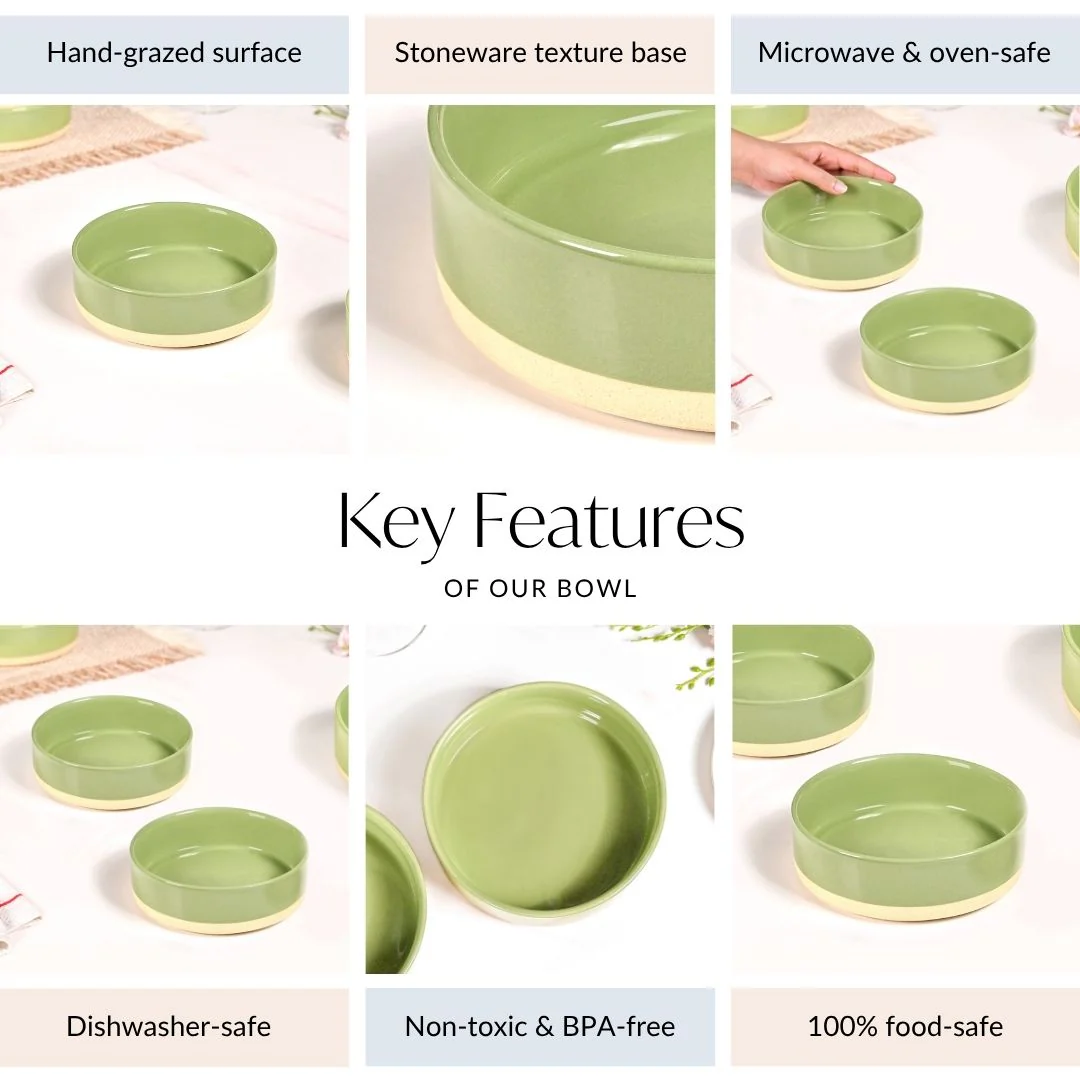 Earthy Small Serving Bowl Green Set Of 2 600ml - Image 5