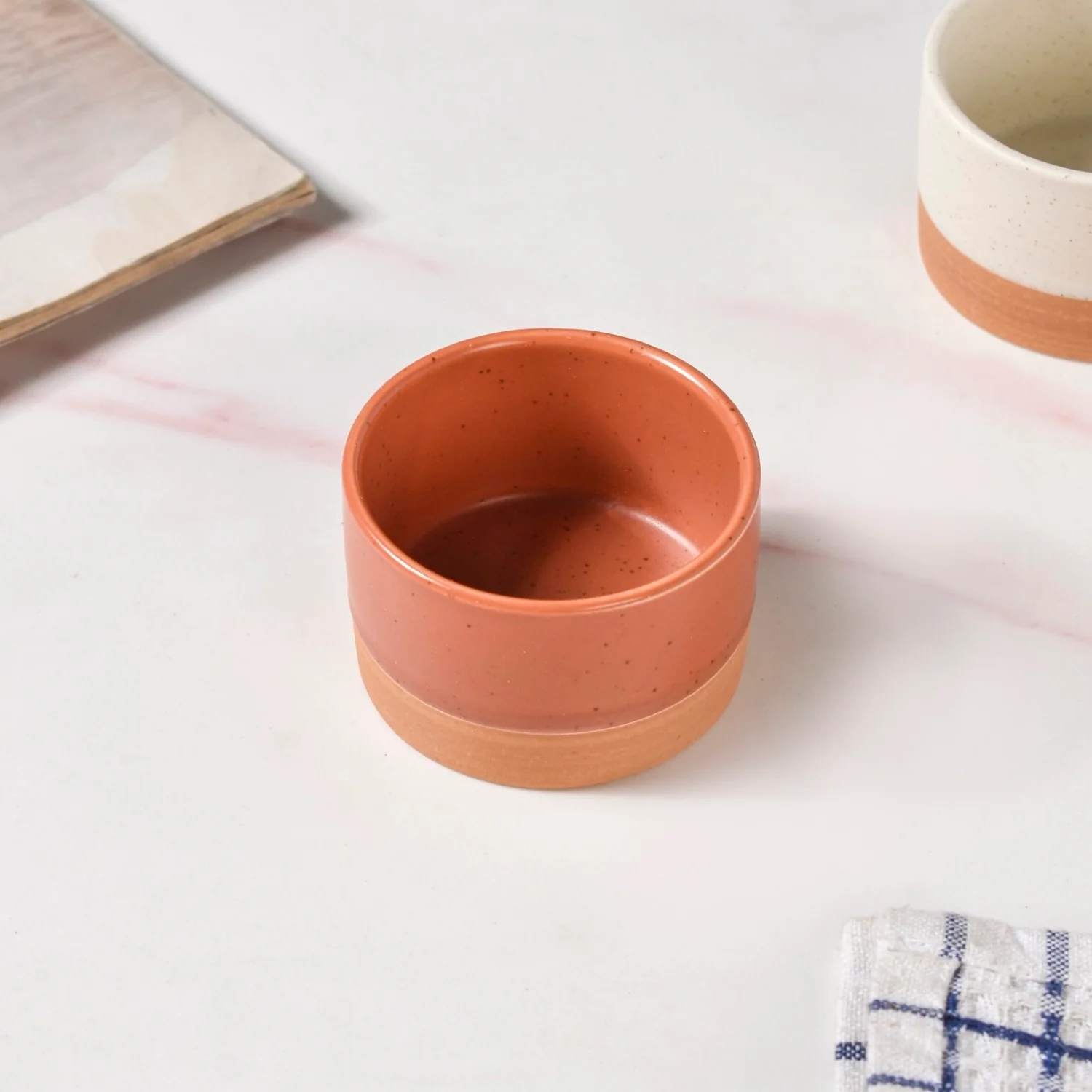 Earthy Stoneware Bowls With Tray Set Of 5 - Image 6