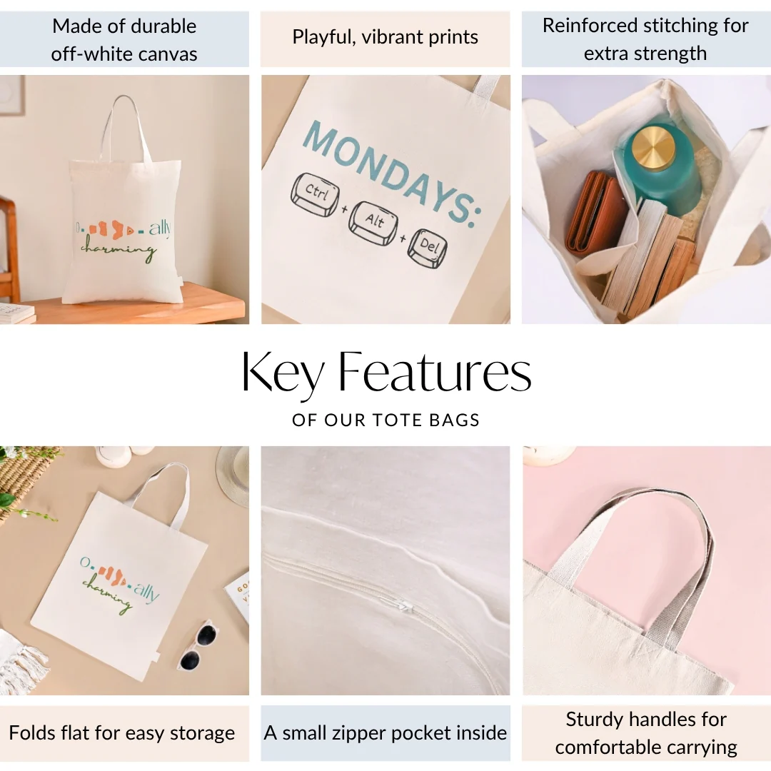 Ecofriendly Everyday Canvas Tote Bag Set Of 2 - Image 5