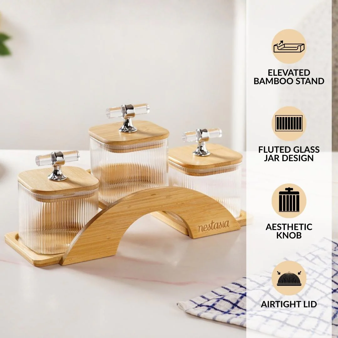 Elegant Airtight Jars With Stand Set Of 4 300ml - Image 2