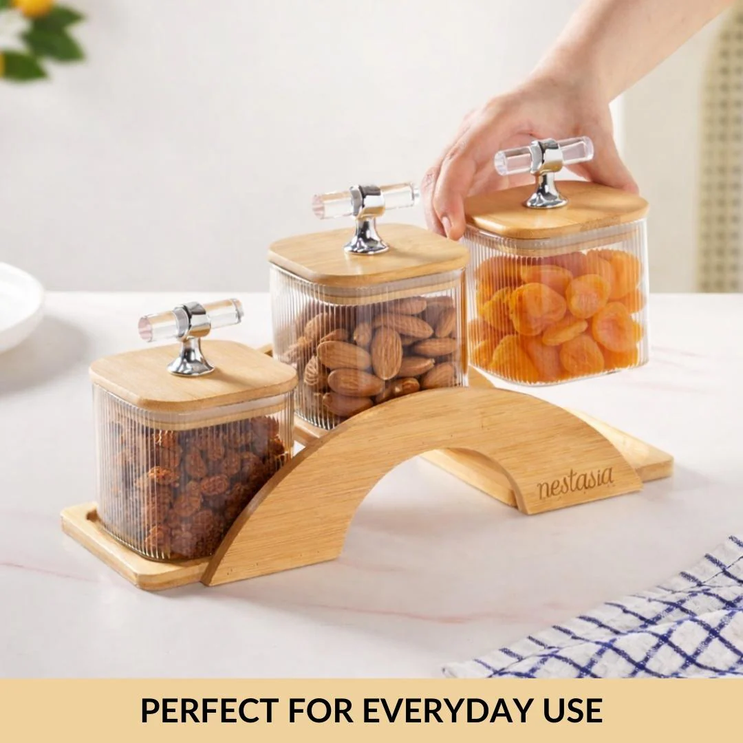 Elegant Airtight Jars With Stand Set Of 4 300ml - Image 3