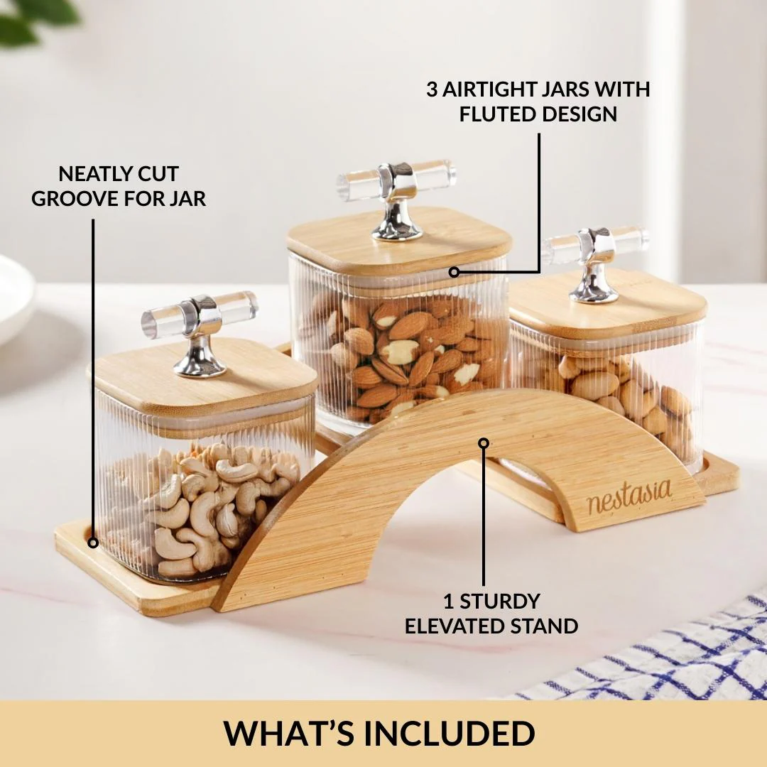 Elegant Airtight Jars With Stand Set Of 4 300ml - Image 5