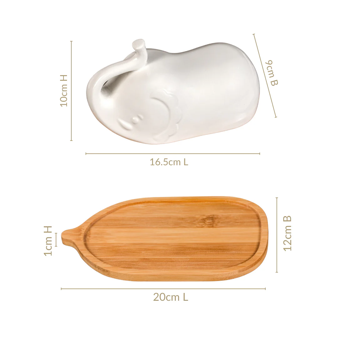 Elephant Ceramic Butter Dish With Stand - Image 3