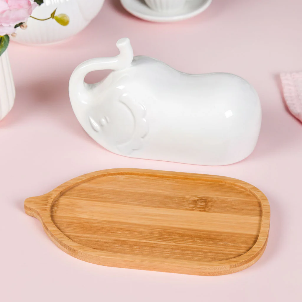 Elephant Ceramic Butter Dish With Stand - Image 7