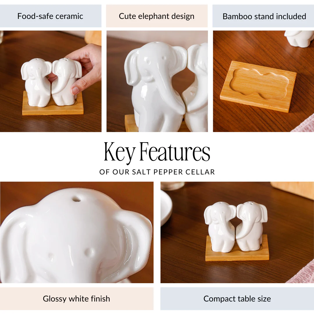 Elephant Salt And Pepper Shakers With Stand - Image 4