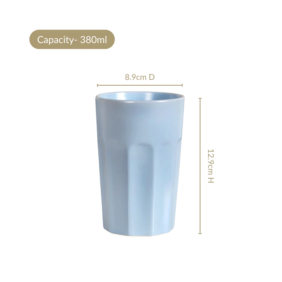 Embossed Baby Blue Ceramic Tumbler Set Of 4 380ml - Image 3