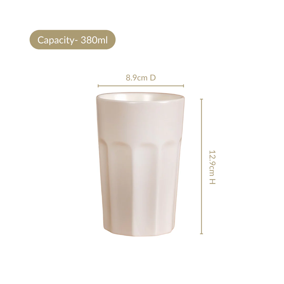 Embossed Cannoli Cream Ceramic Tumbler Set Of 4 380ml - Image 3