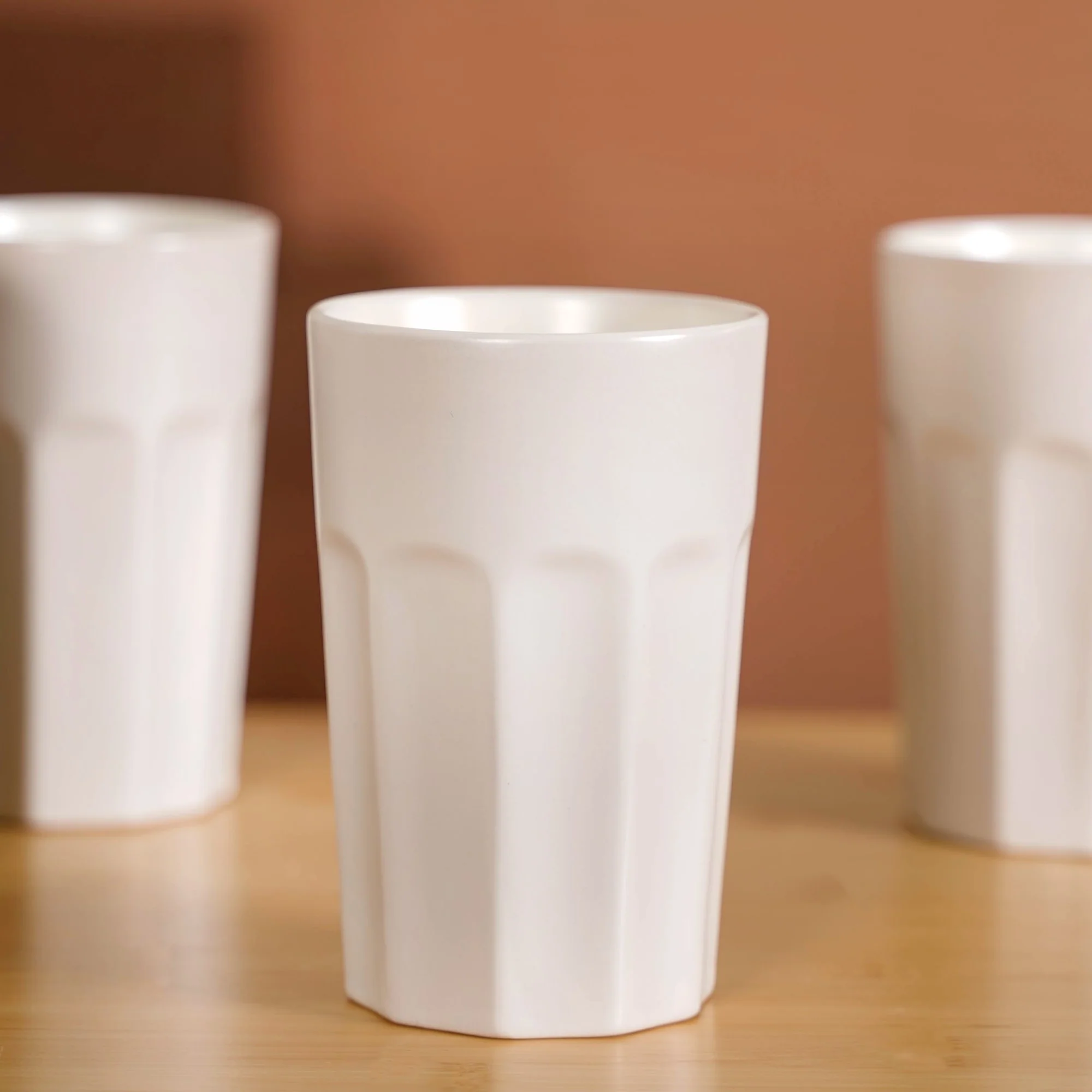 Embossed Cannoli Cream Ceramic Tumbler Set Of 4 380ml - Image 5