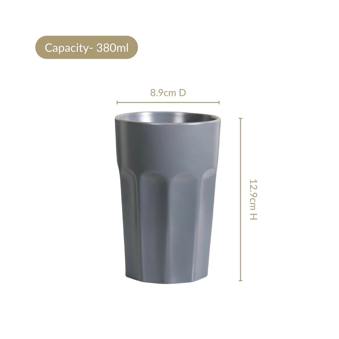 Embossed Cool Grey Ceramic Tumbler Set Of 4 380ml - Image 3
