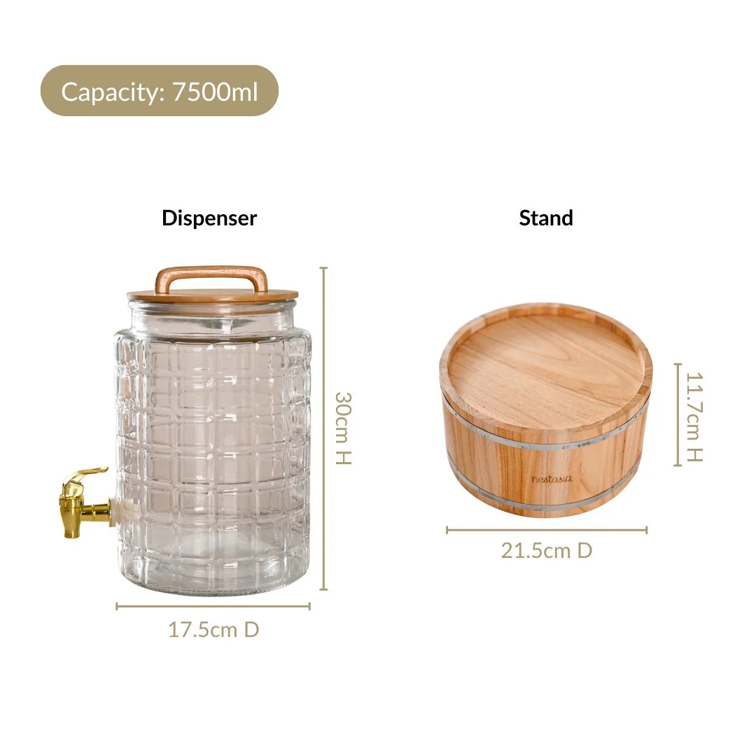 Embossed Glass Beverage Dispenser With Stand 7500ml - Image 5