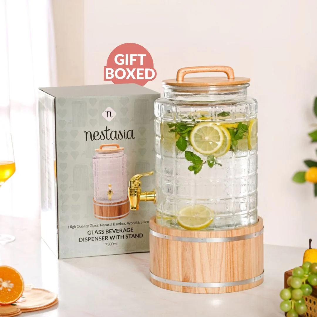 Embossed Glass Beverage Dispenser With Stand 7500ml - Image 8
