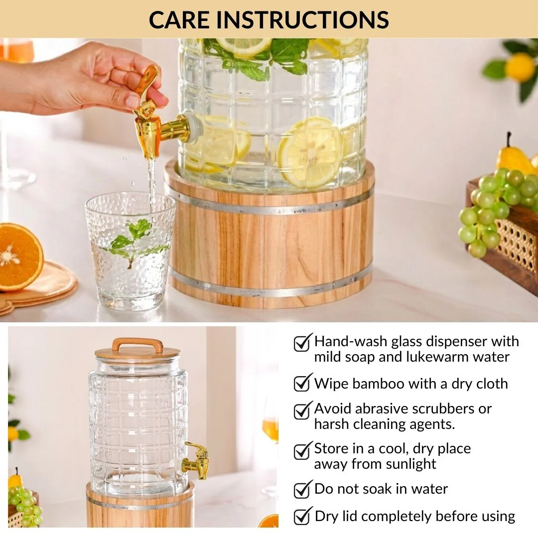 Embossed Glass Beverage Dispenser With Stand 7500ml - Image 9