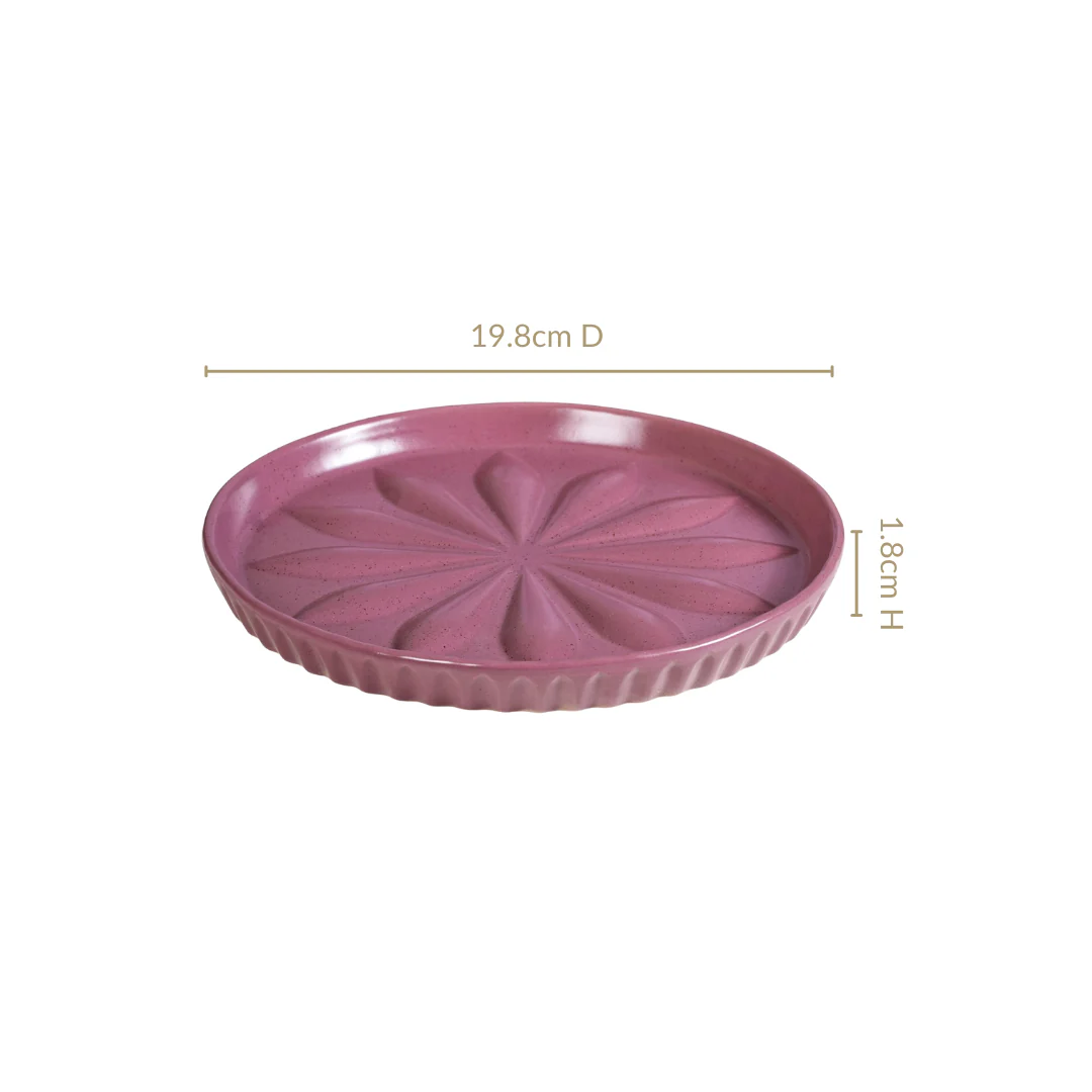 Embossed Green Mauve Salad Plate Set Of 2 19cm - Image 3