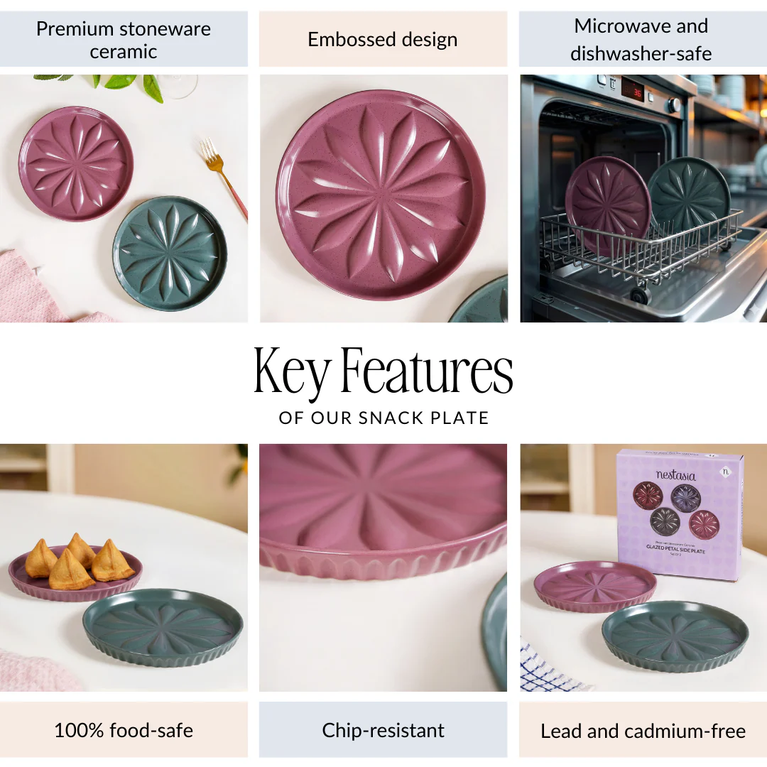 Embossed Green Mauve Salad Plate Set Of 2 19cm - Image 4