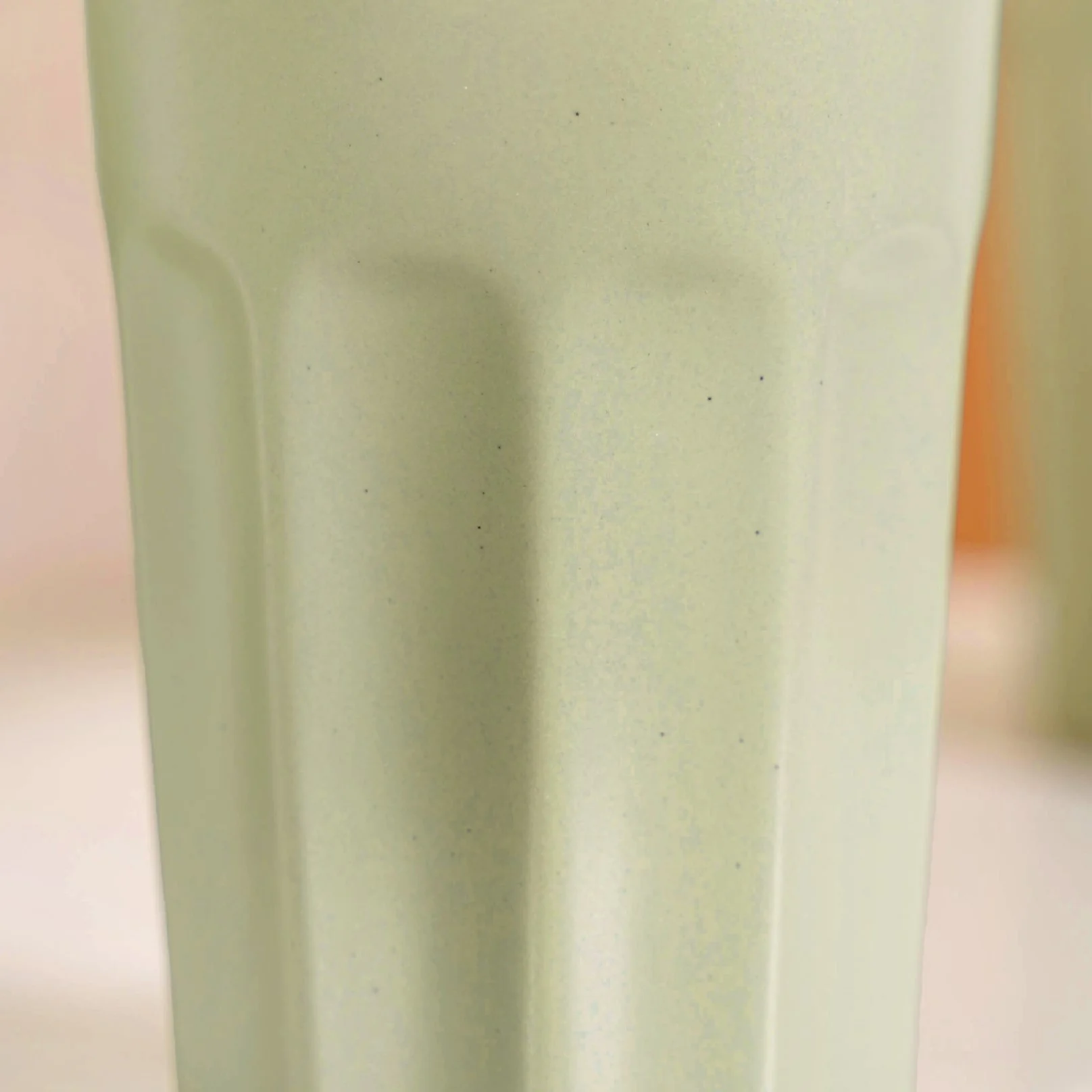 Embossed Sage Green Ceramic Tumbler Set Of 4 380ml - Image 5
