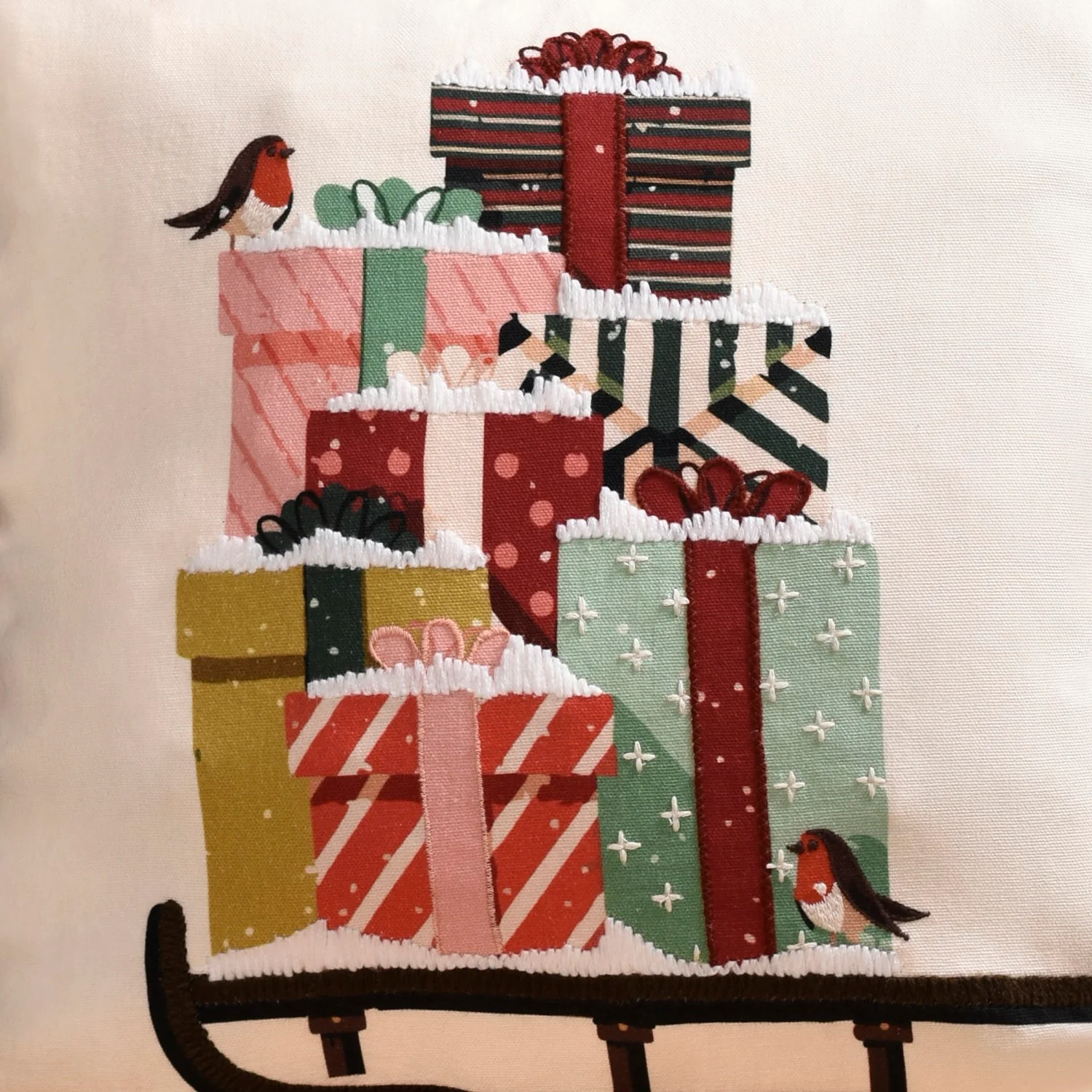 Embroidered Christmas Gifts Cushion Cover 40x40cm - Image 5