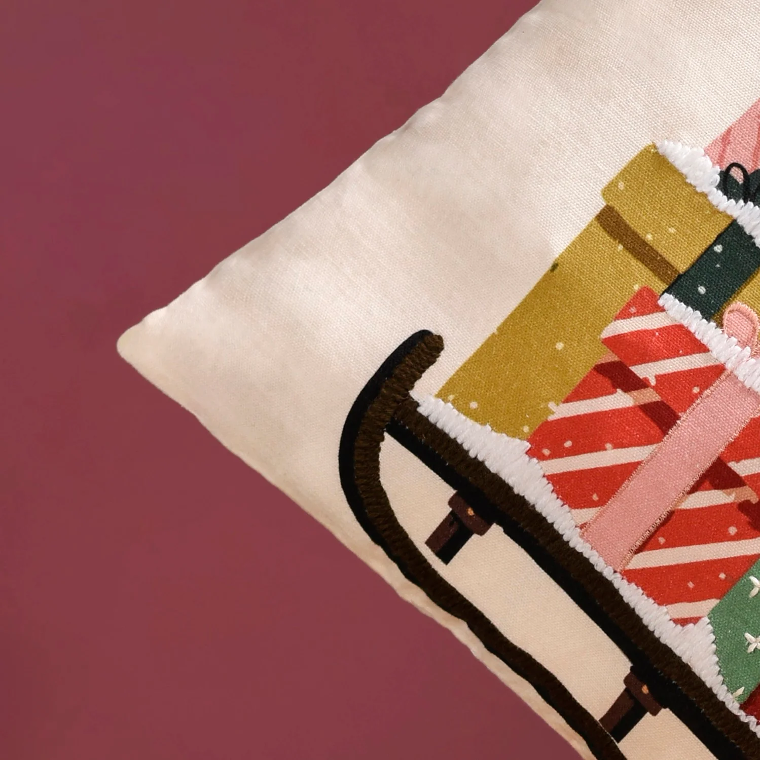 Embroidered Christmas Gifts Cushion Cover 40x40cm - Image 6