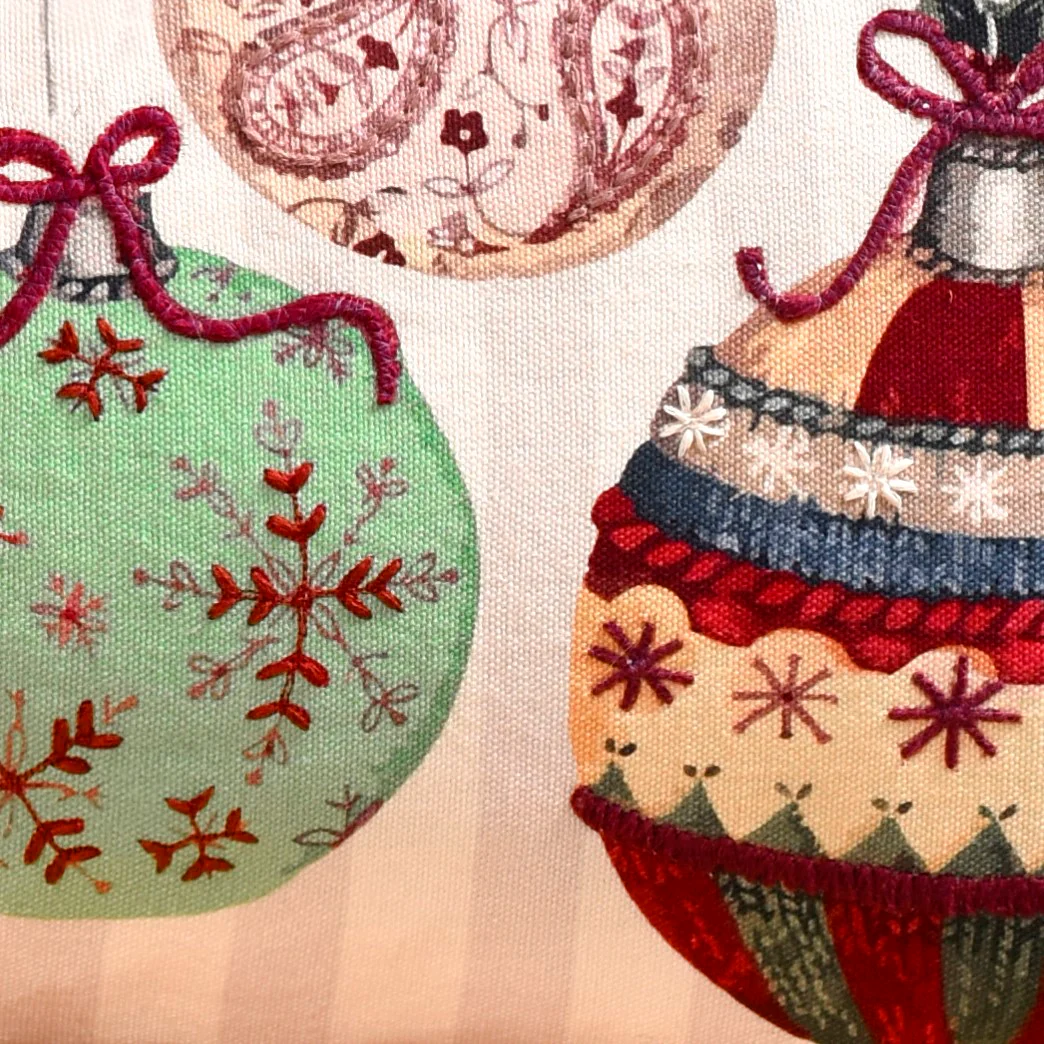 Embroidered Christmas Ornament Cotton Cushion Cover 50x30cm - Image 2