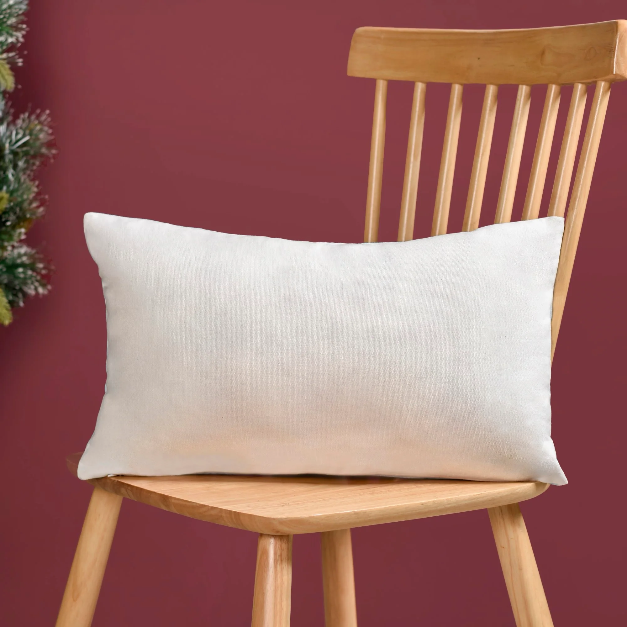 Embroidered Christmas Ornament Cotton Cushion Cover 50x30cm - Image 7