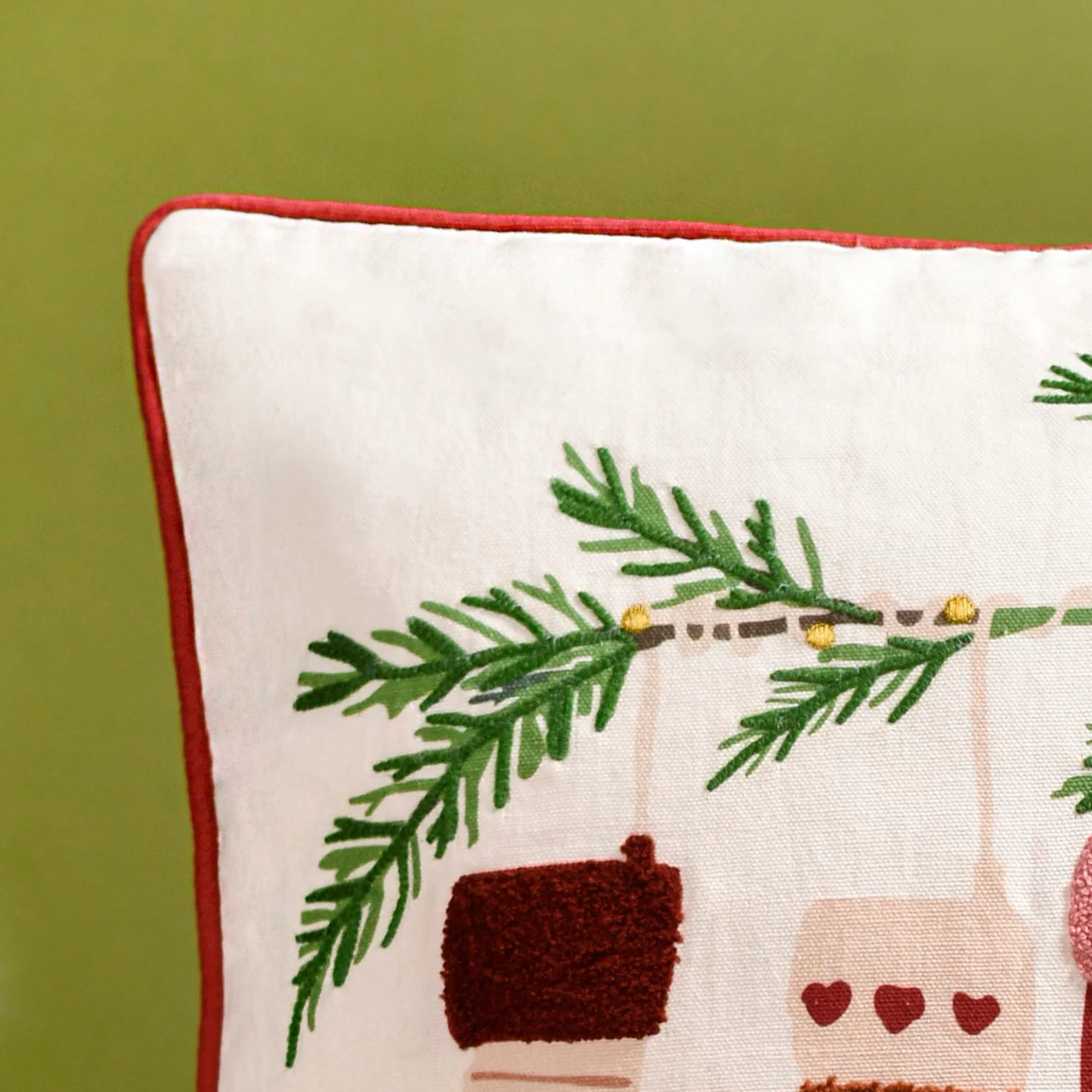 Embroidered Stockings Cotton Cushion Cover 40x40cm - Image 5